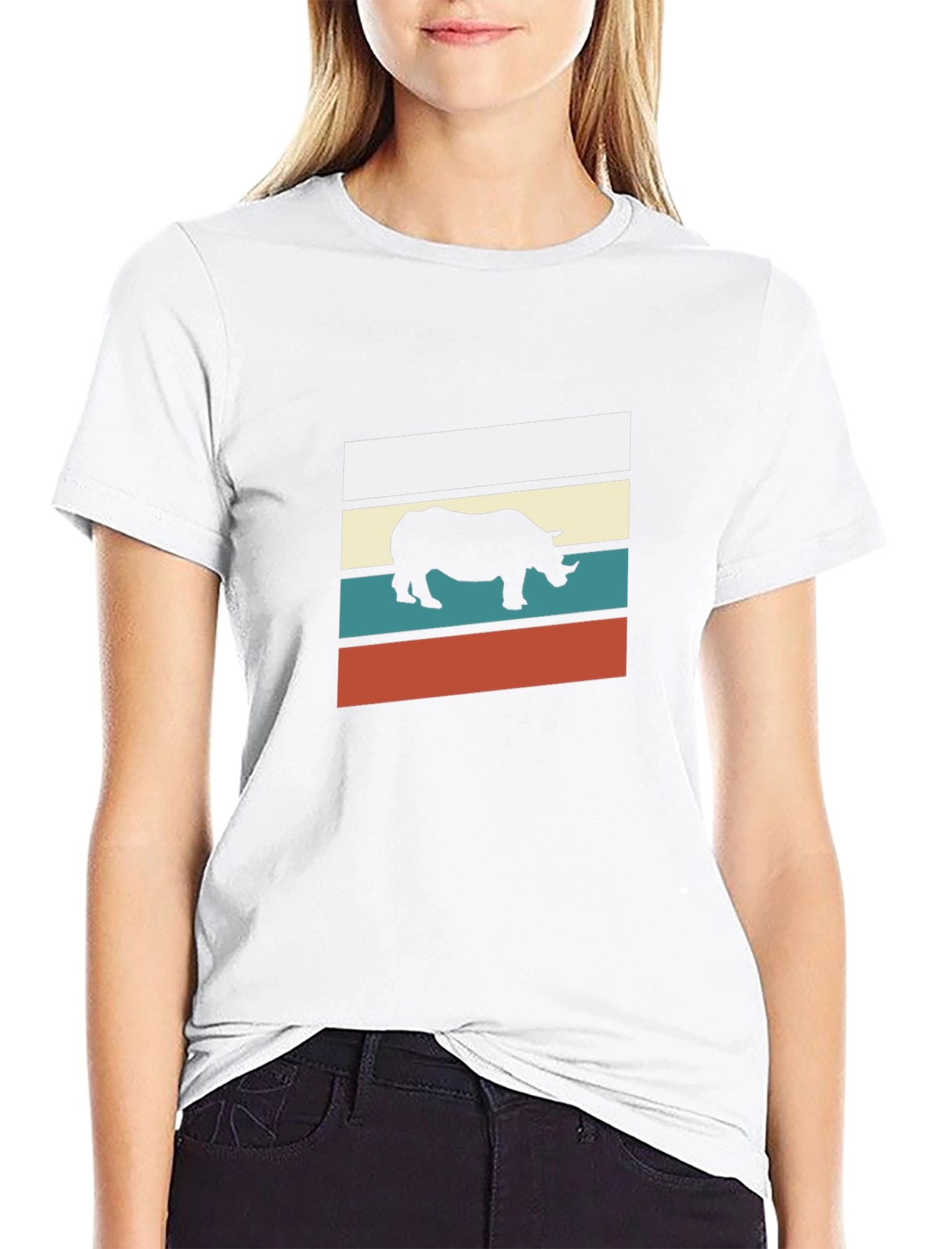 Retro Rhino Graphic Tee - Stylish Mens Black T-Shirt