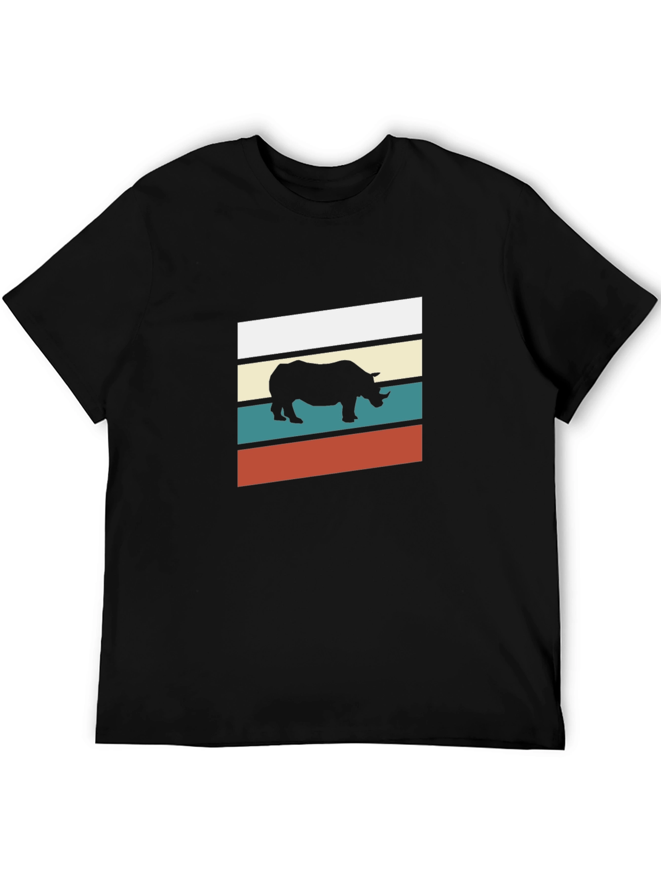 Retro Rhino Graphic Tee - Stylish Mens Black T-Shirt