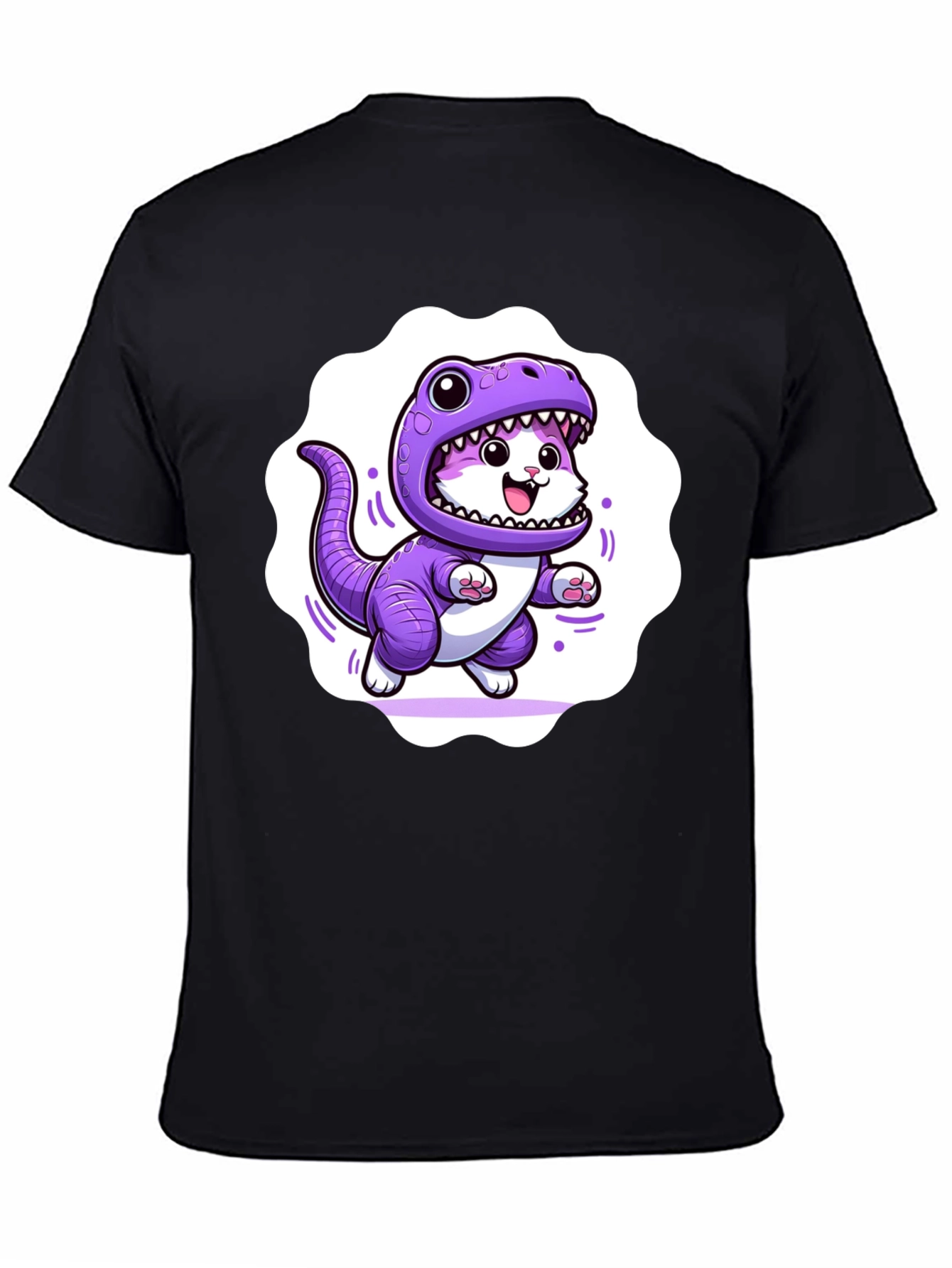 Cute Cat in Dino Costume Graphic T-Shirt