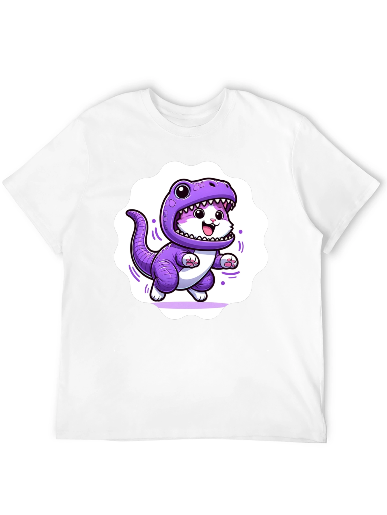 Cute Cat in Dino Costume Graphic T-Shirt