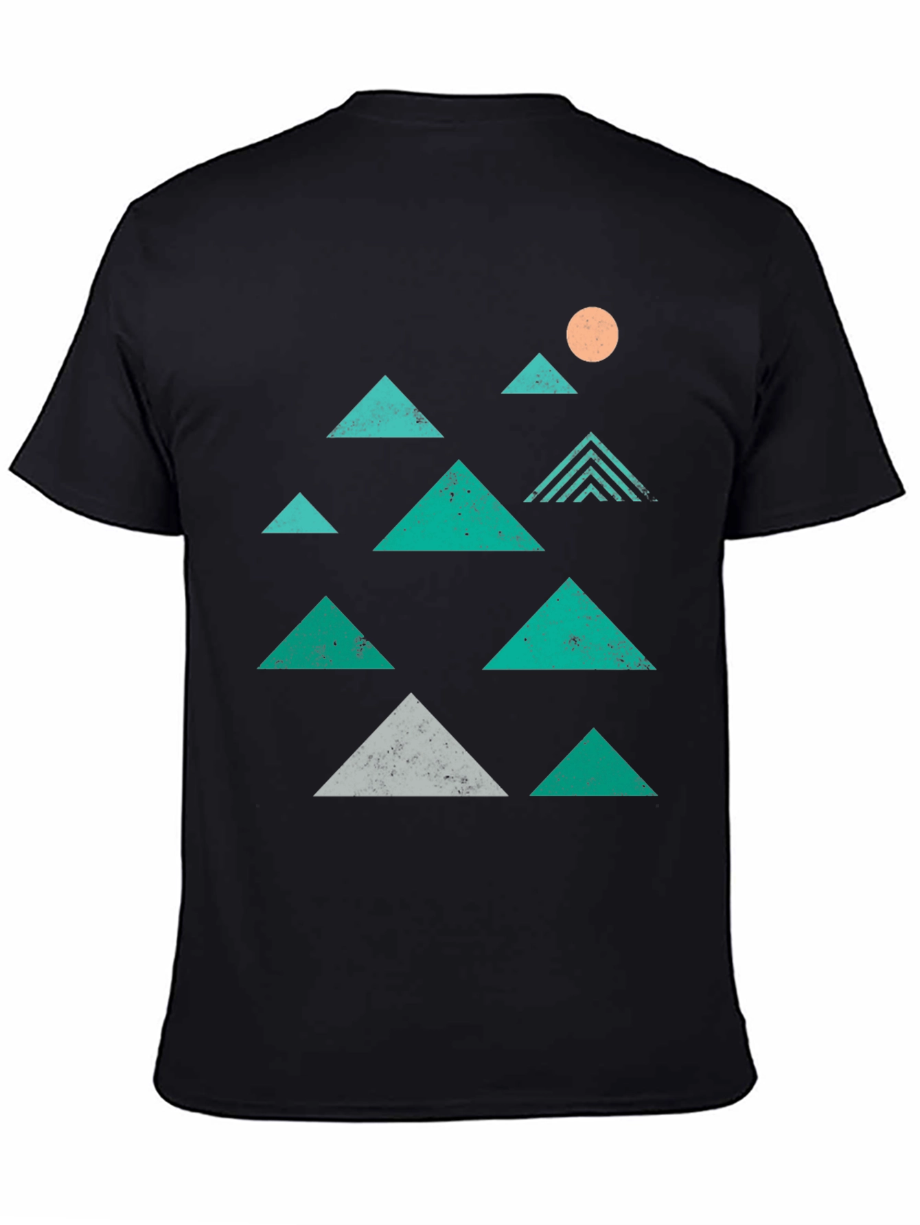 Geometric Mountain Graphic Tee - Black Cotton T-Shirt