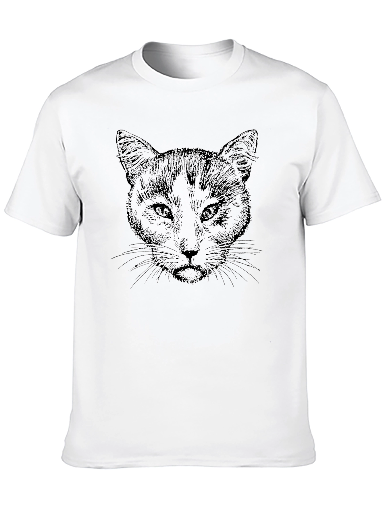 Cat Face Graphic T-Shirt - Black Unisex