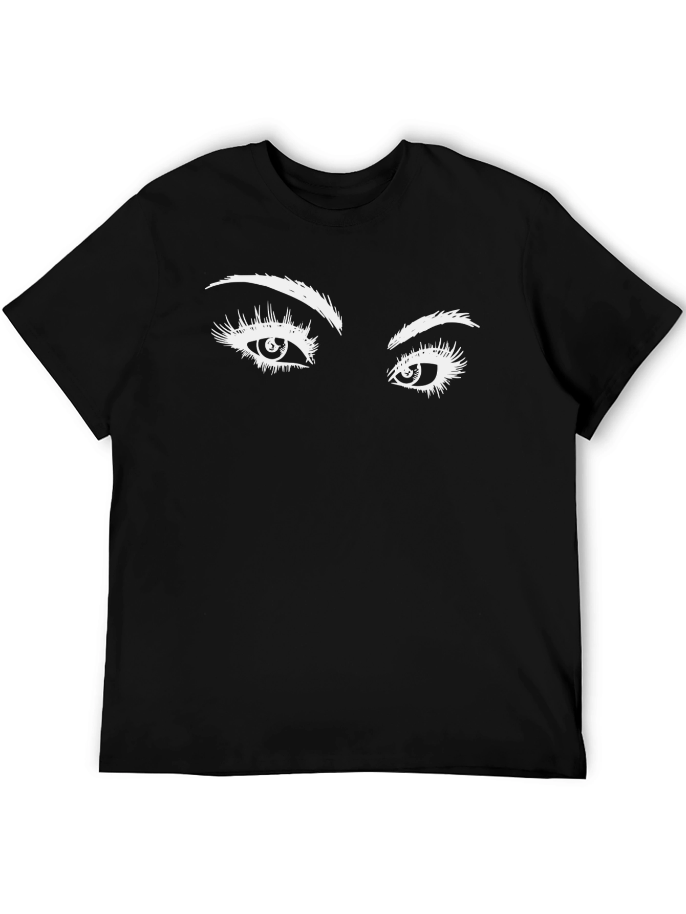 Expressive Eyes Graphic Tee - Black Cotton T-Shirt