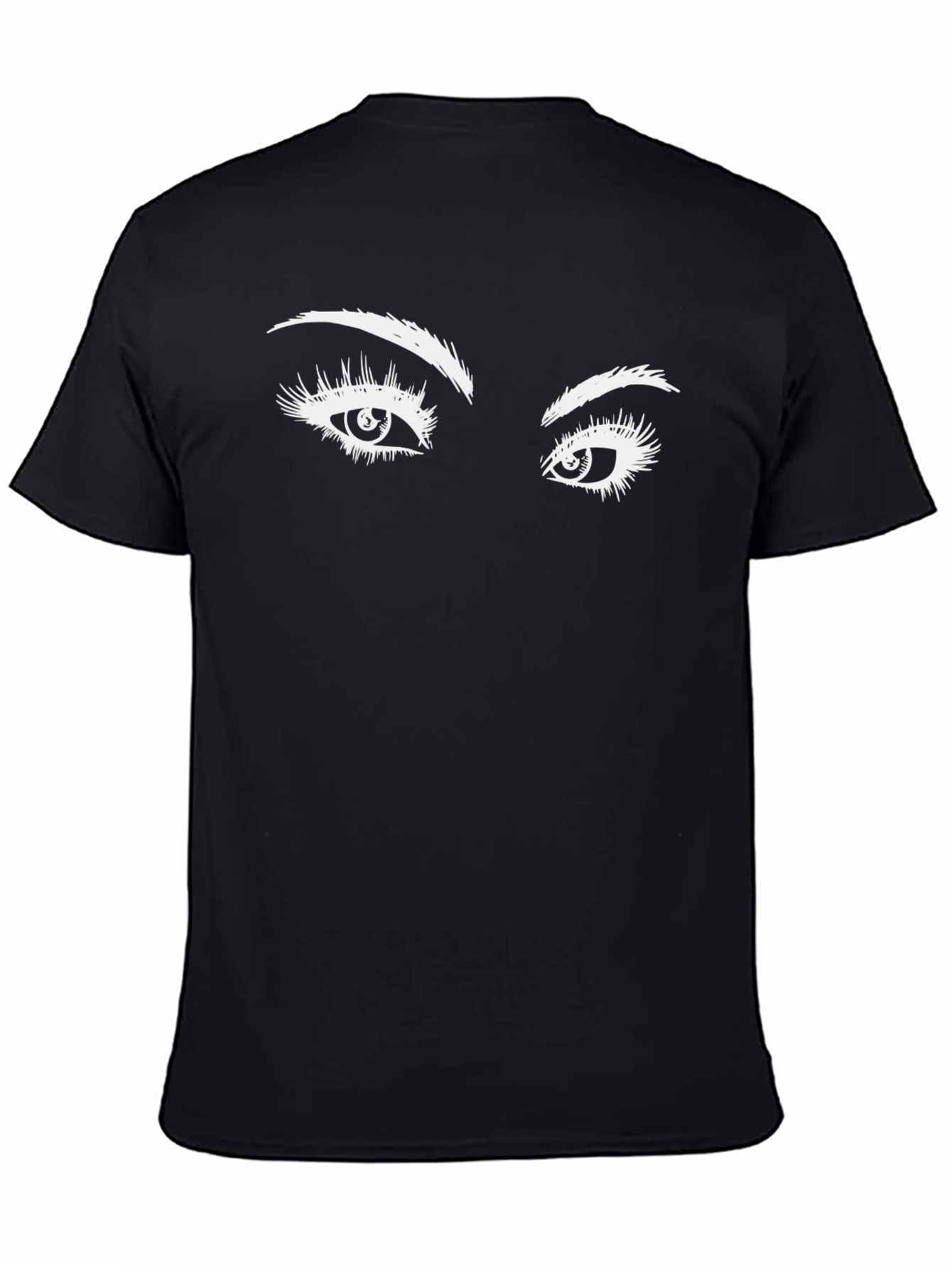 Expressive Eyes Graphic Tee - Black Cotton T-Shirt