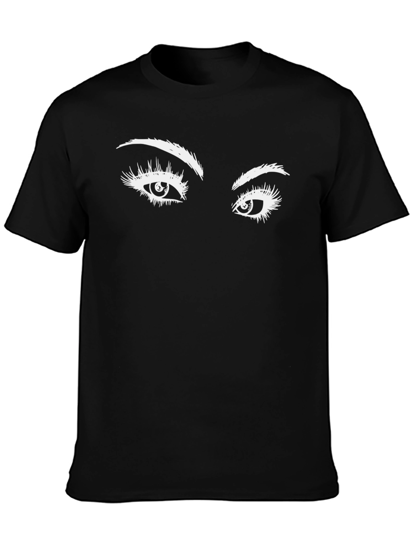 Expressive Eyes Graphic Tee - Black Cotton T-Shirt
