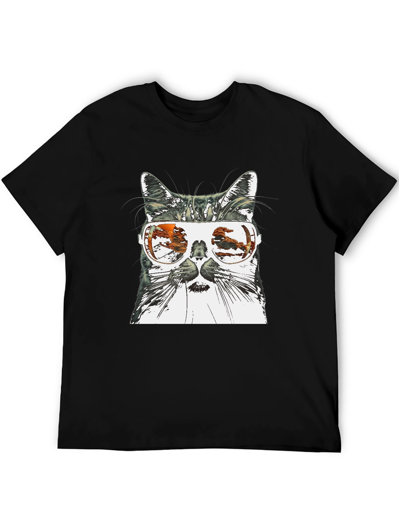 Cool Cat Sunglasses Graphic Tee - Black