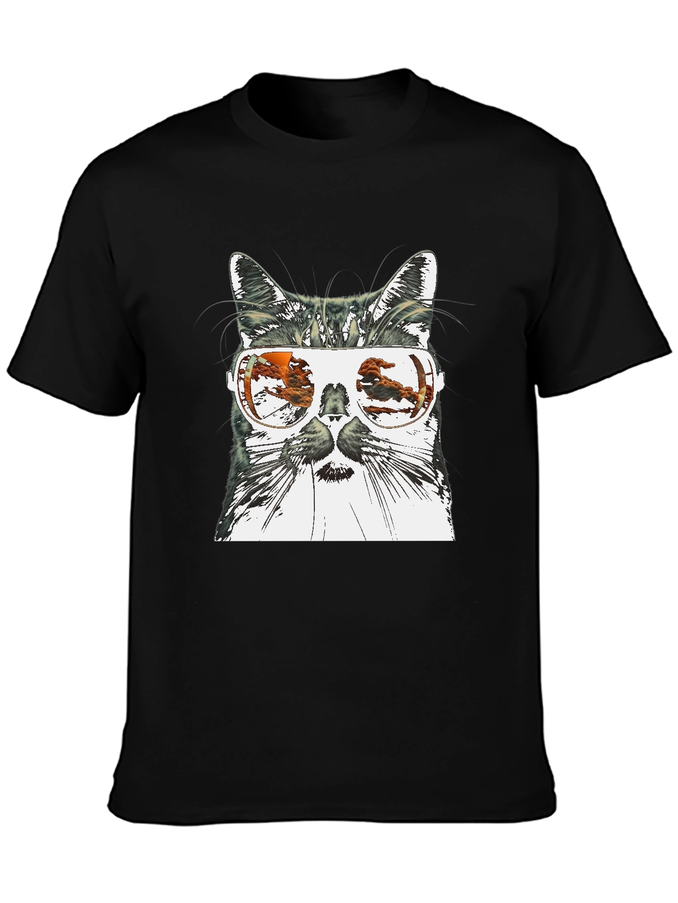 Cool Cat Sunglasses Graphic Tee - Black