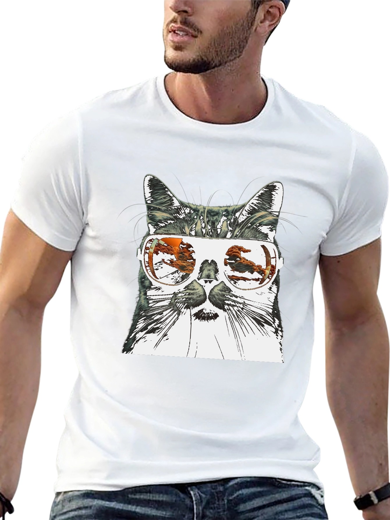 Cool Cat Sunglasses Graphic Tee - Black