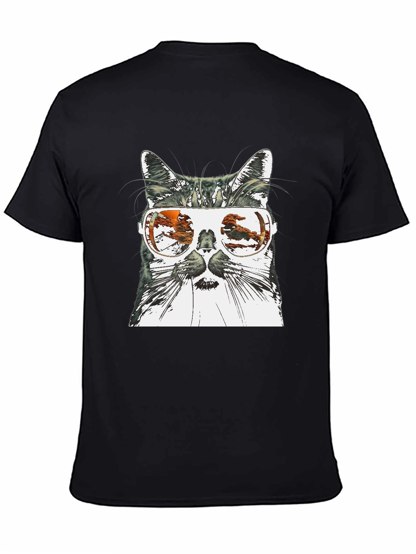 Cool Cat Sunglasses Graphic Tee - Black