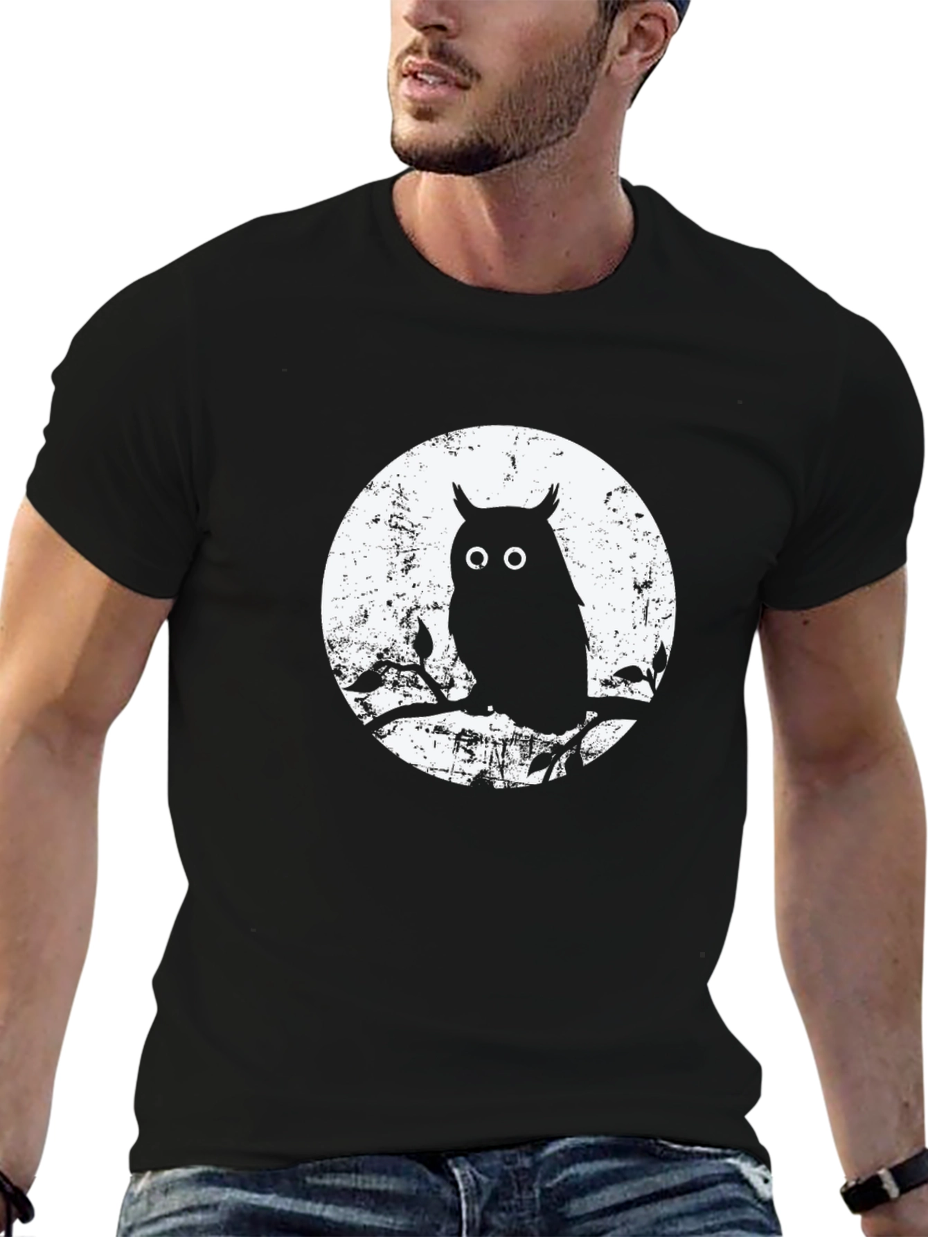 Owl Silhouette Graphic Tee - Night Bird T-Shirt