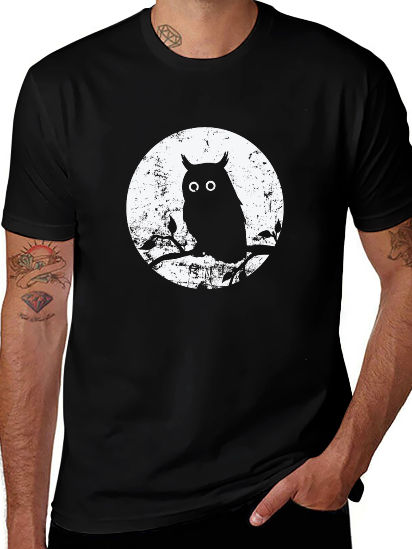 Owl Silhouette Graphic Tee - Night Bird T-Shirt