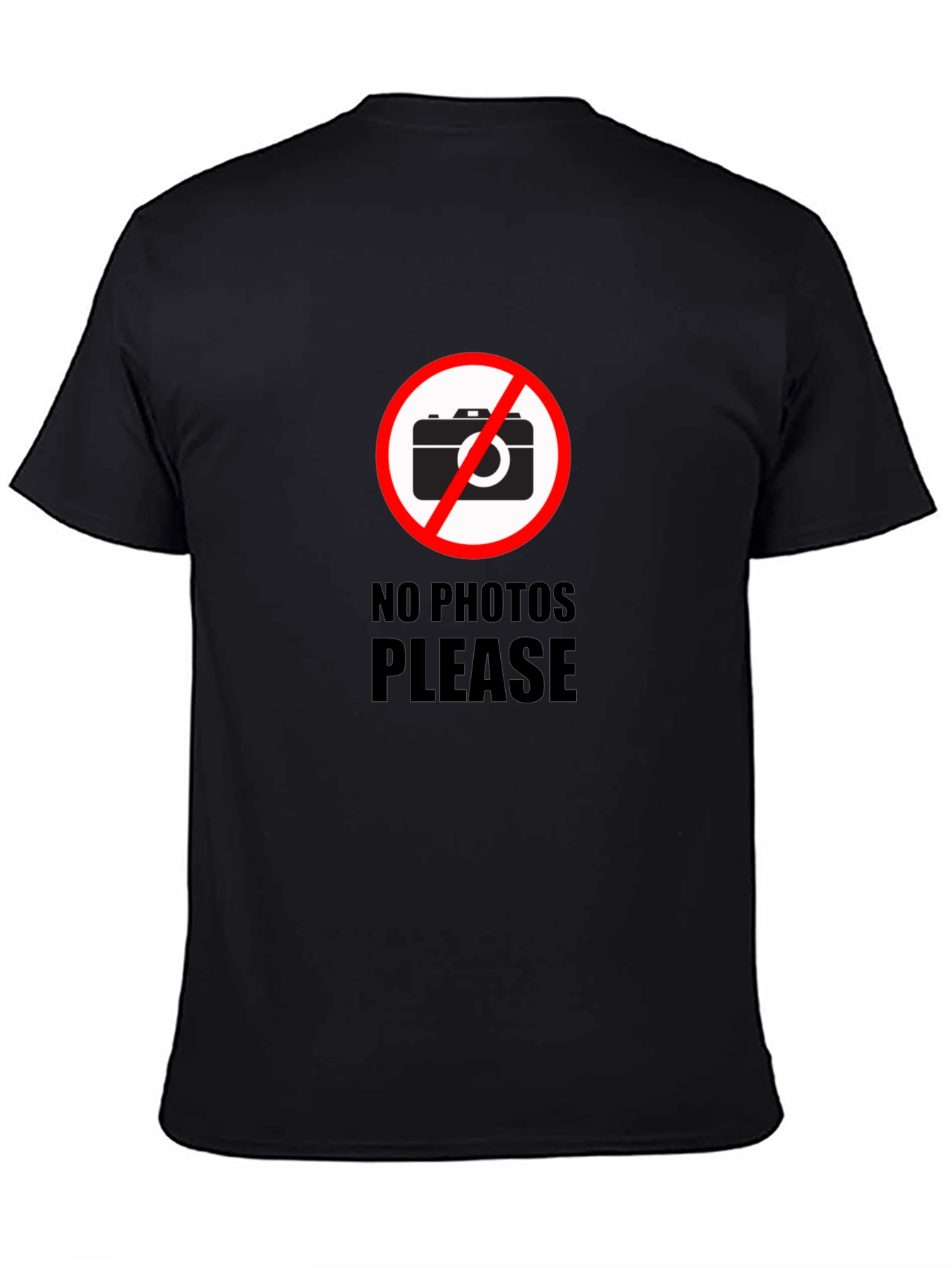 No Photos Please Graphic T-Shirt - Stylish Black Tee