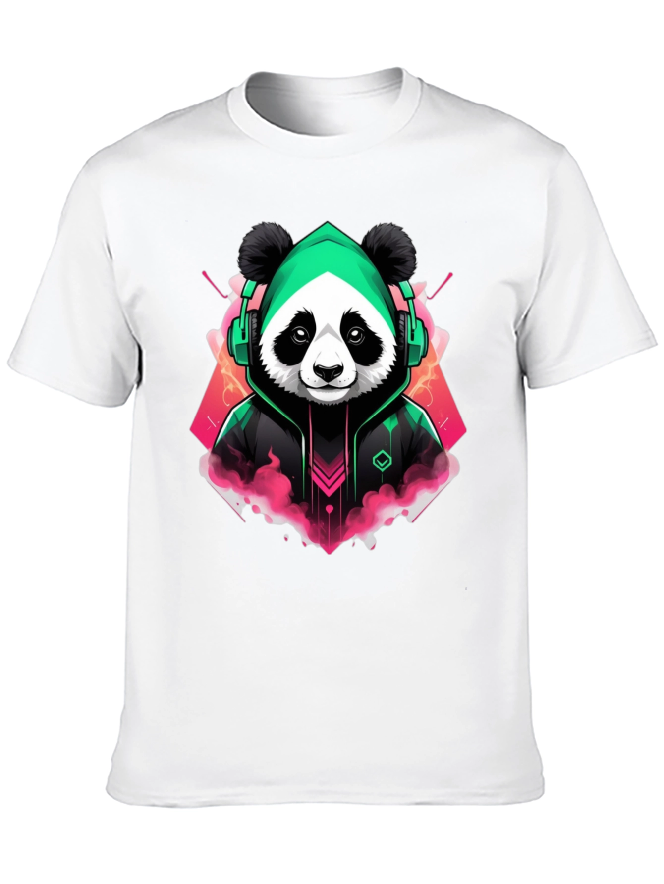 Cool Panda Gamer Graphic Tee - Black Cotton Blend