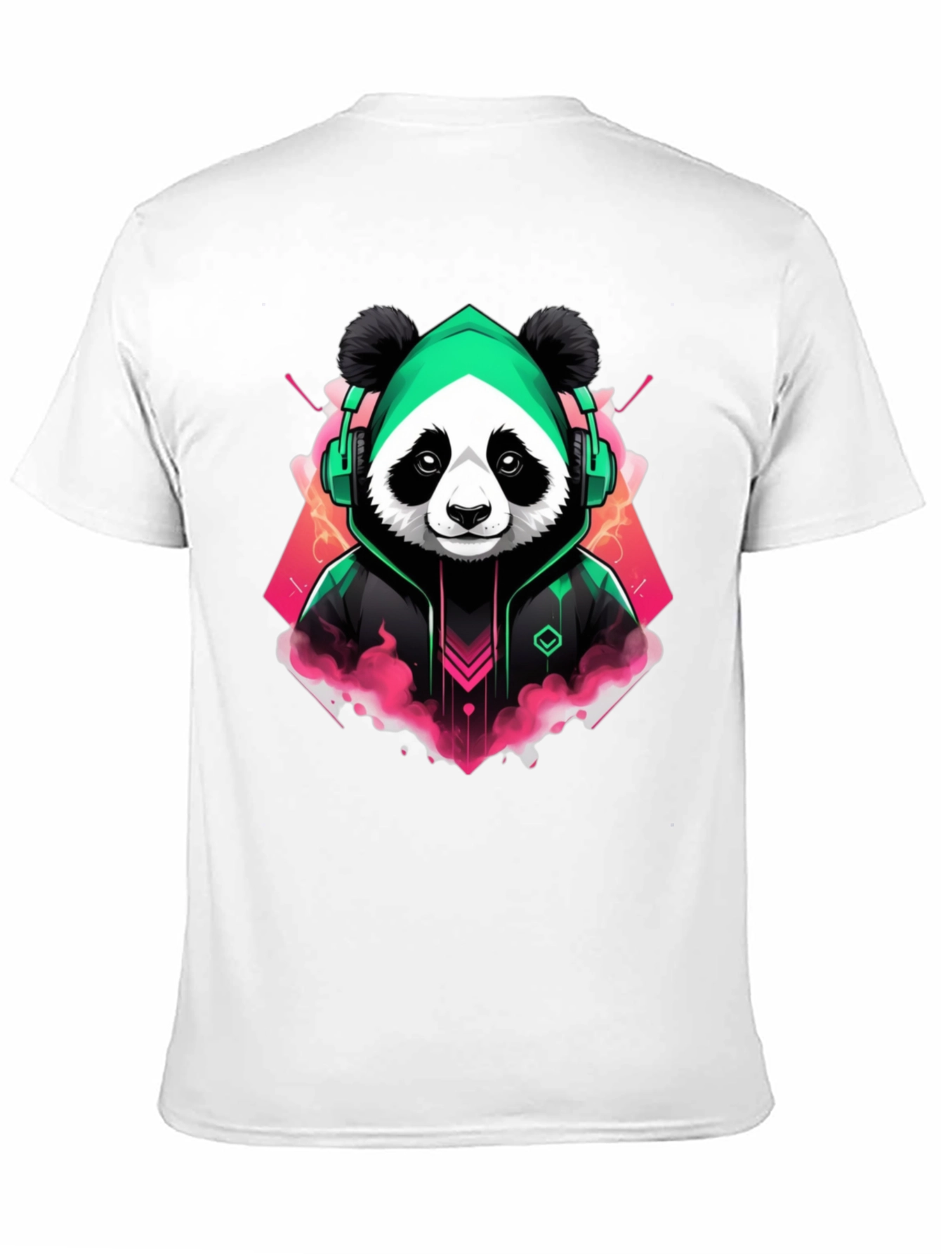 Cool Panda Gamer Graphic Tee - Black Cotton Blend