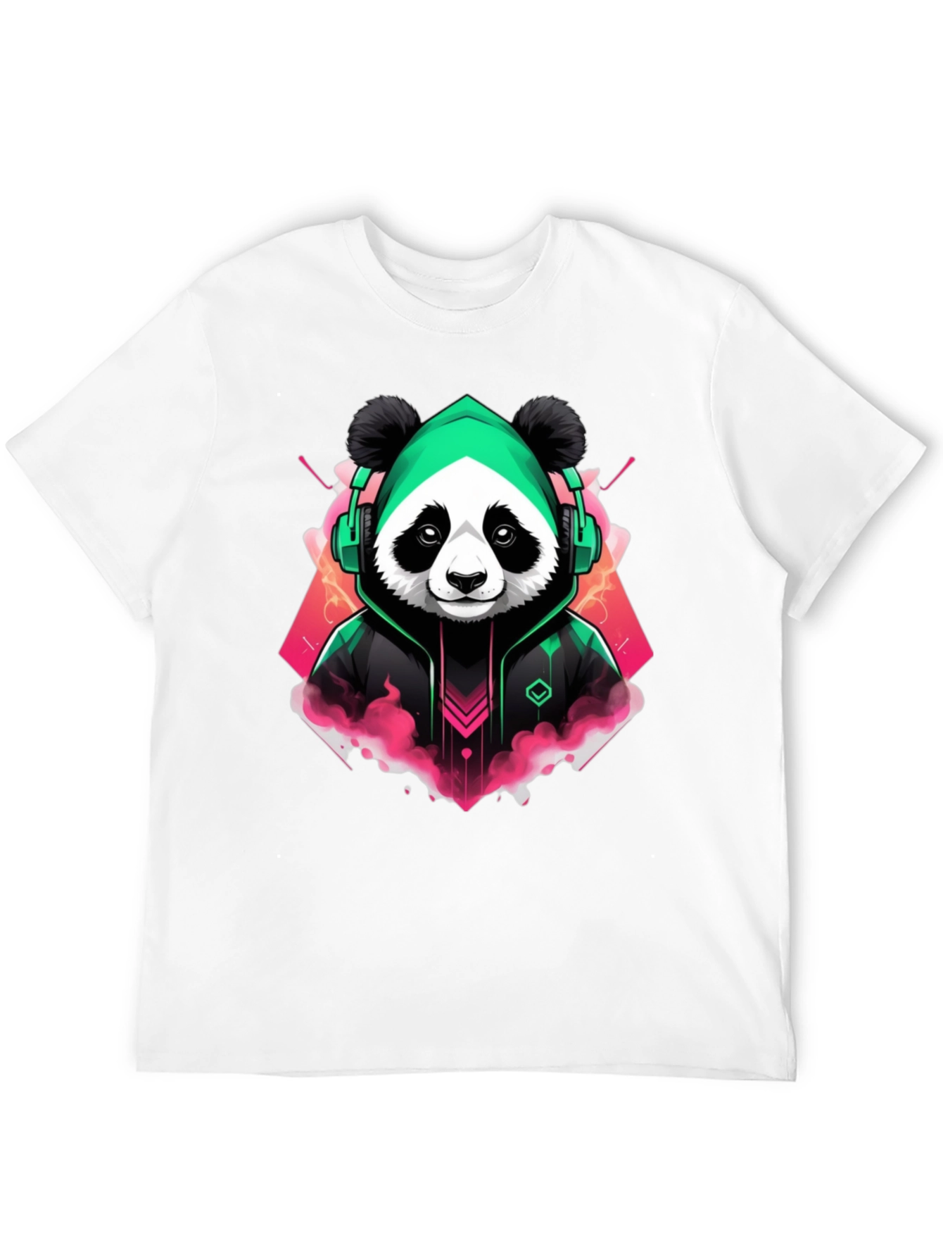 Cool Panda Gamer Graphic Tee - Black Cotton Blend