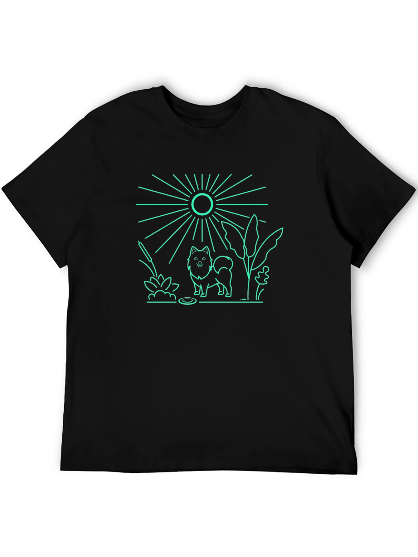 Dog & Sun Graphic Tee - Black Cotton T-Shirt