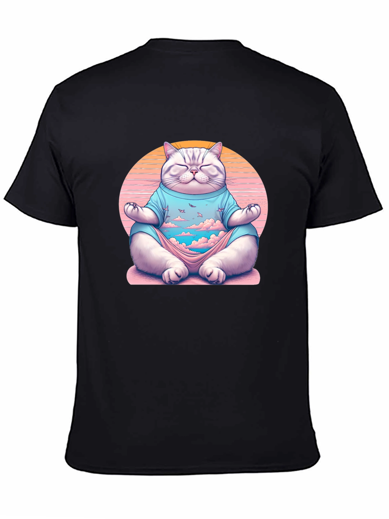 Zen Cat Meditation T-Shirt - Relaxed Fit