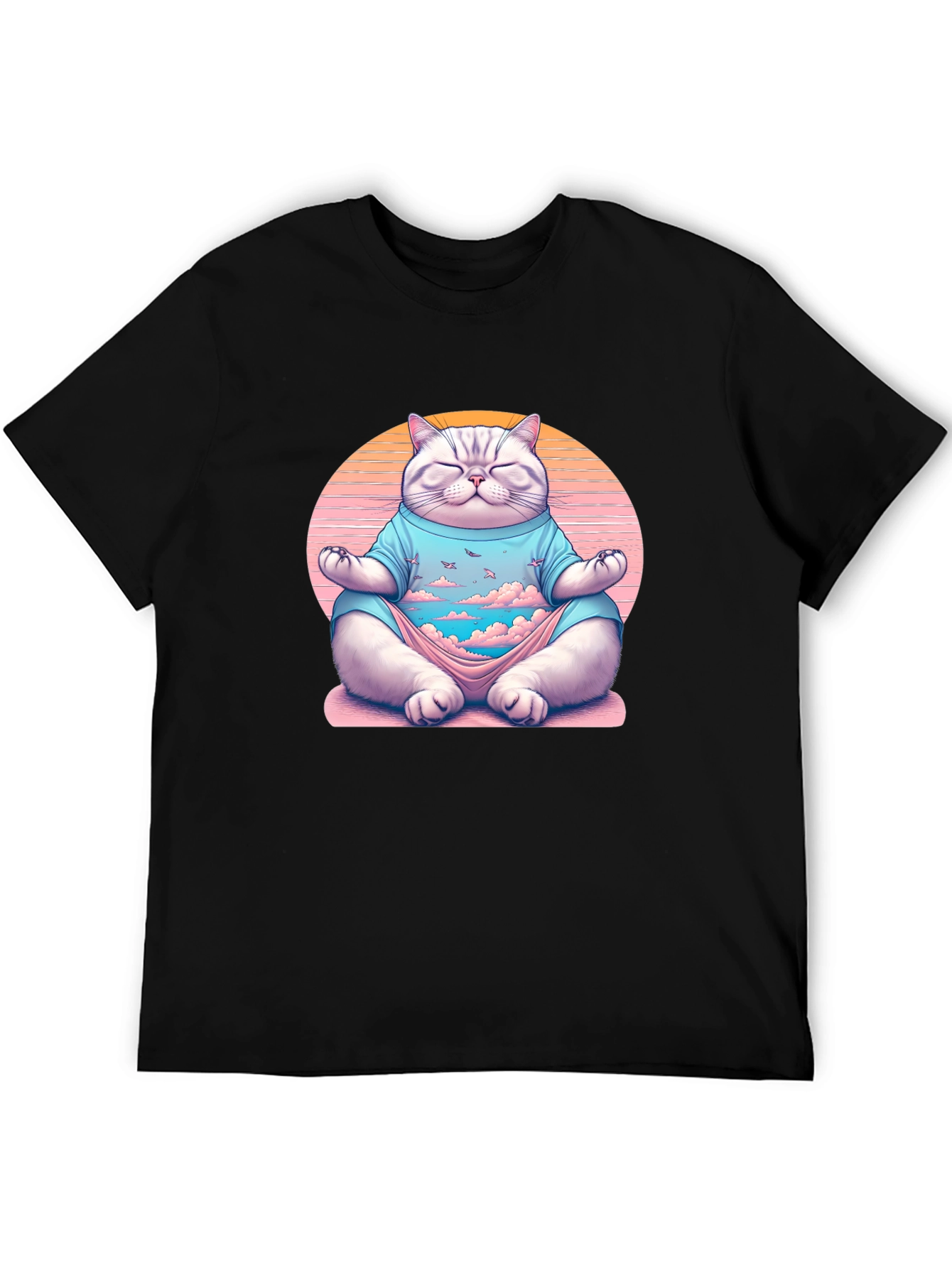 Zen Cat Meditation T-Shirt - Relaxed Fit