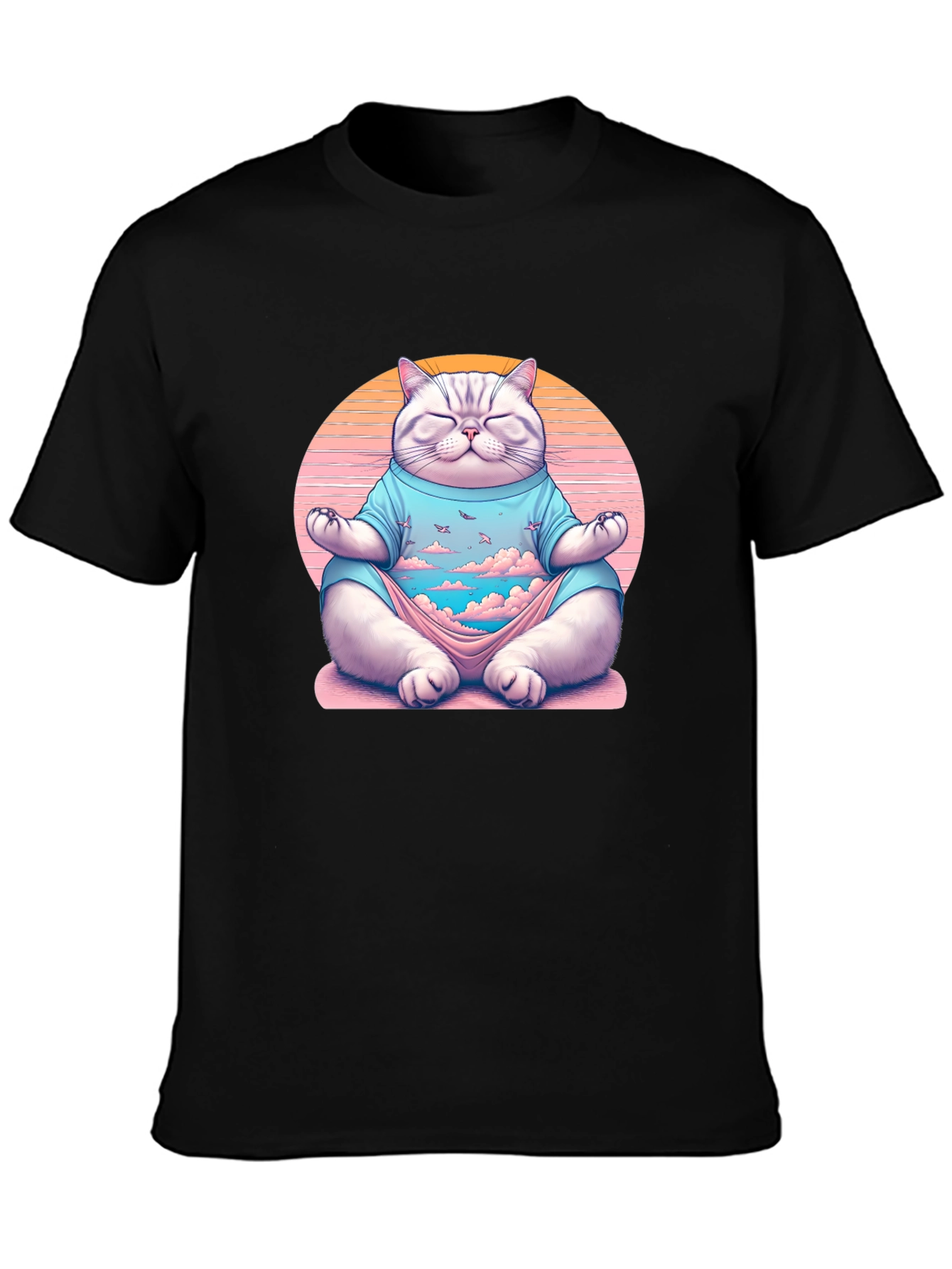 Zen Cat Meditation T-Shirt - Relaxed Fit