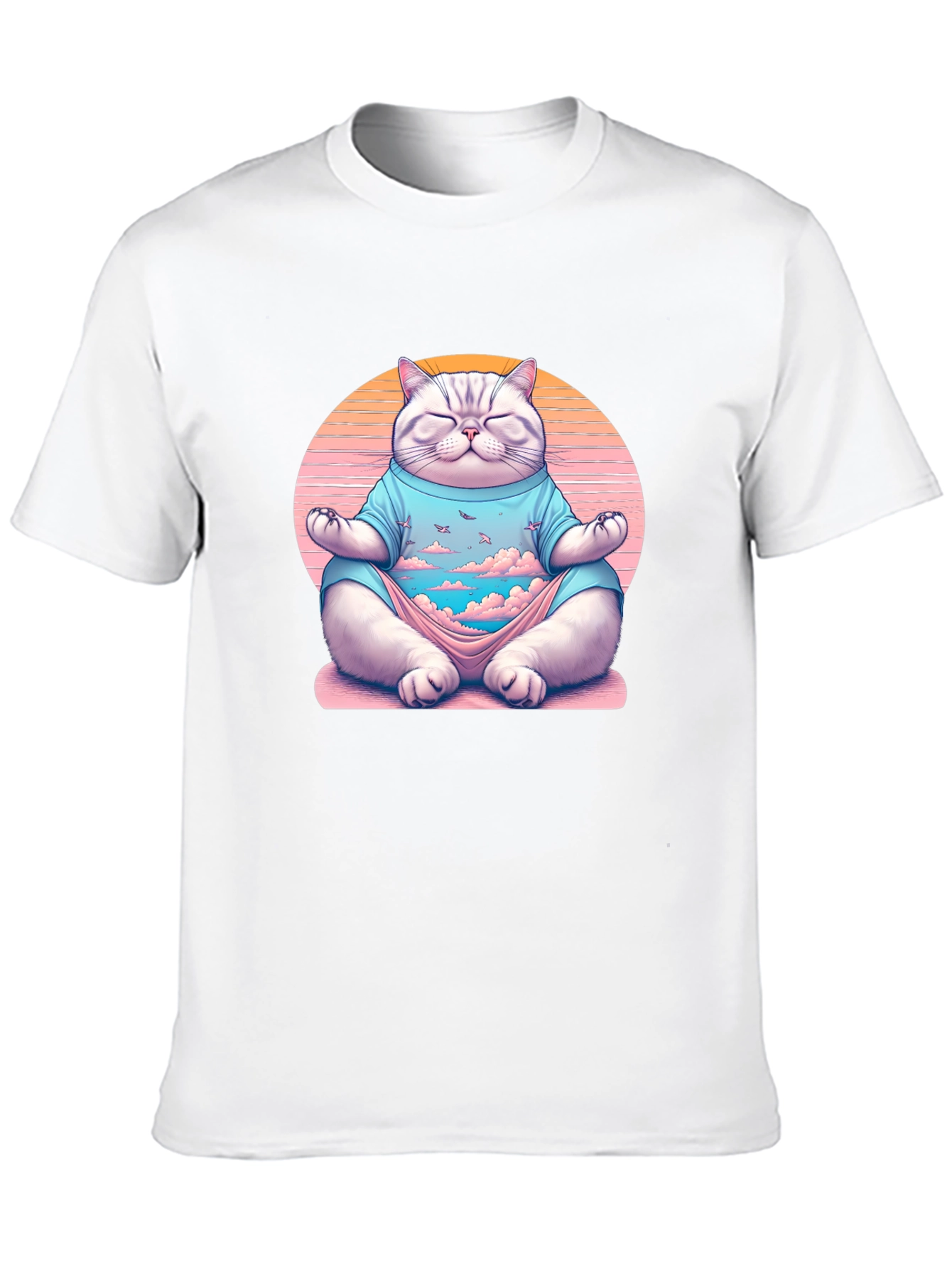 Zen Cat Meditation T-Shirt - Relaxed Fit