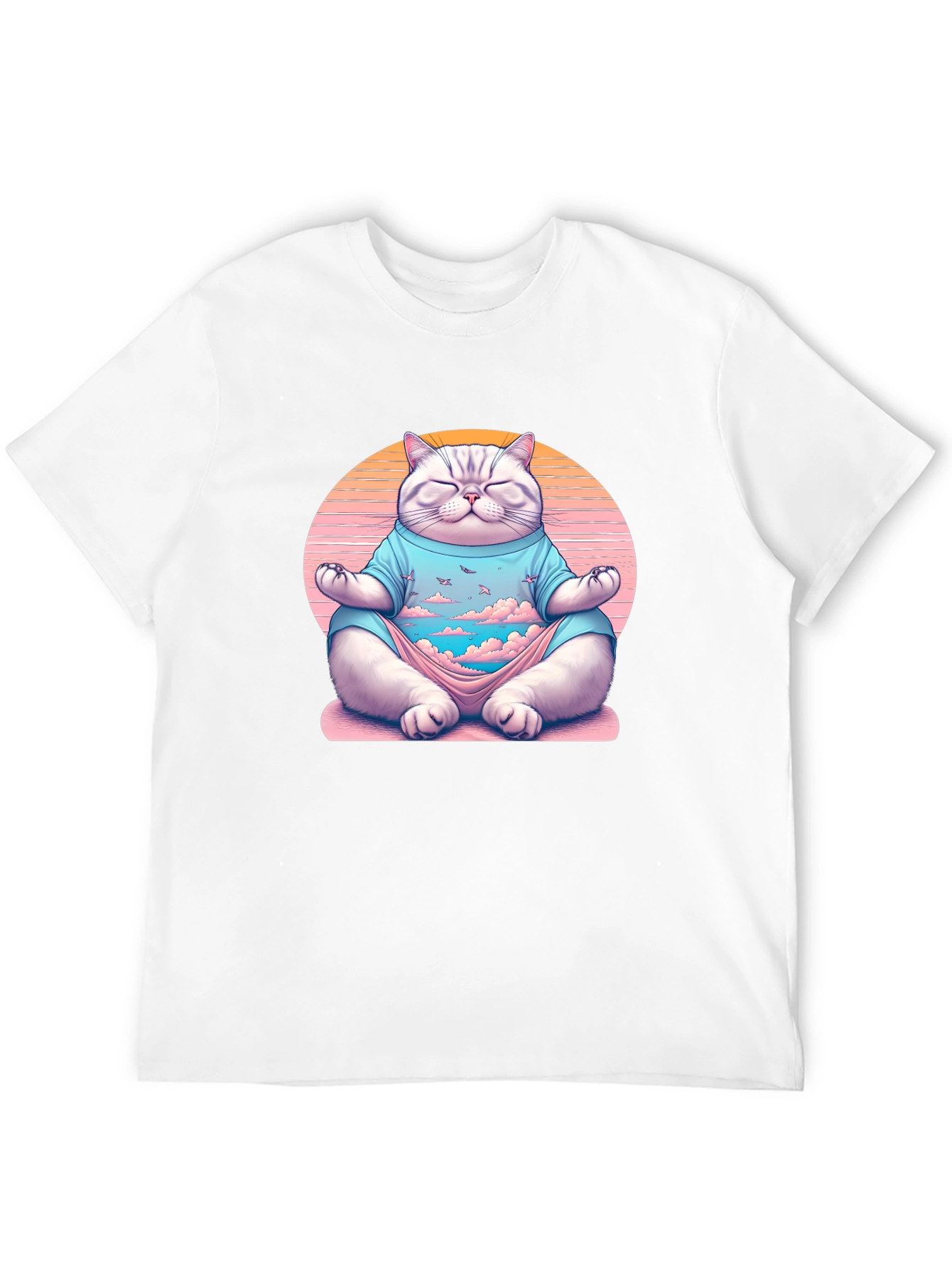 Zen Cat Meditation T-Shirt - Relaxed Fit