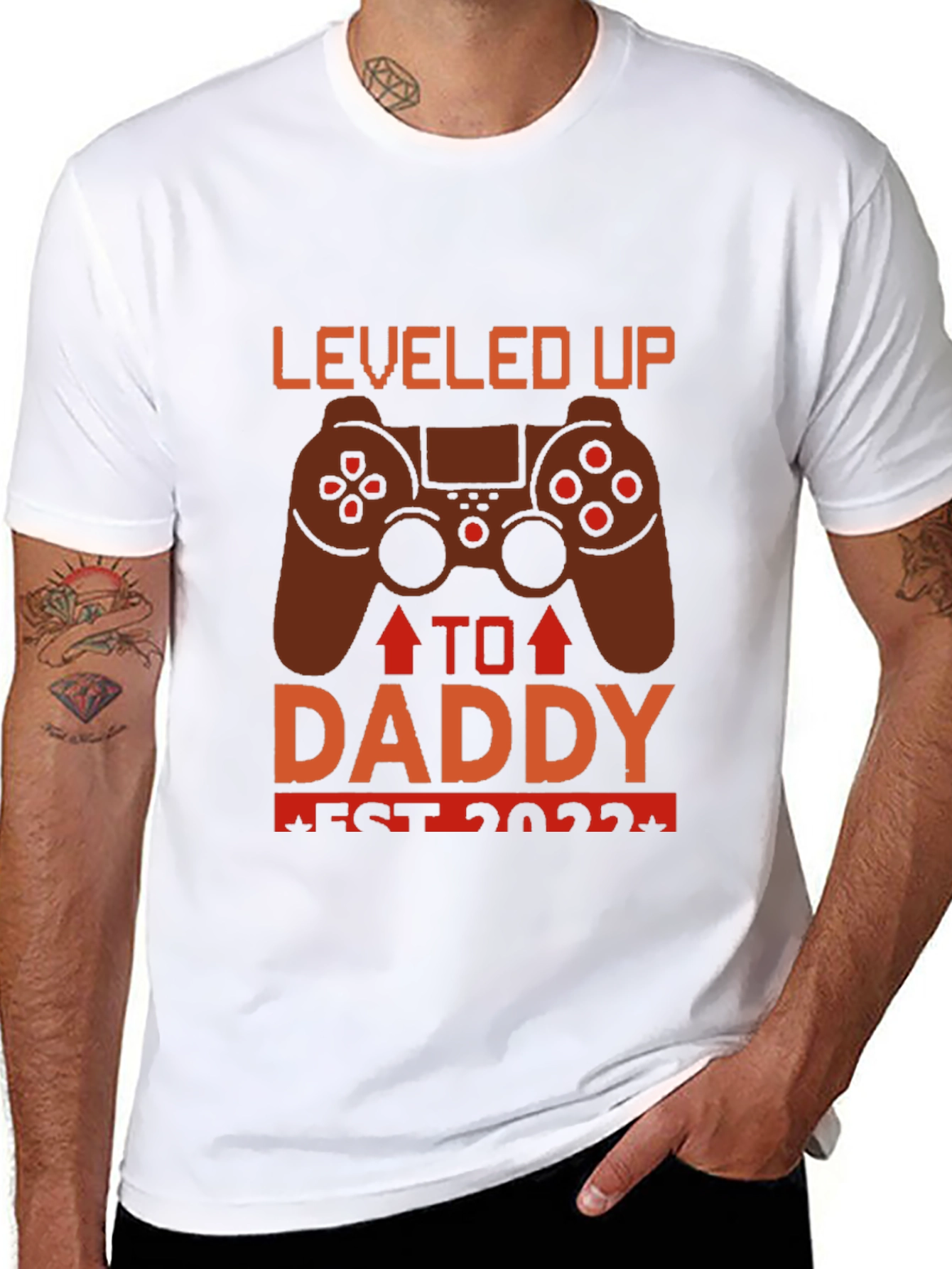 Leveled Up To Daddy Est 2022 Gamer T-Shirt