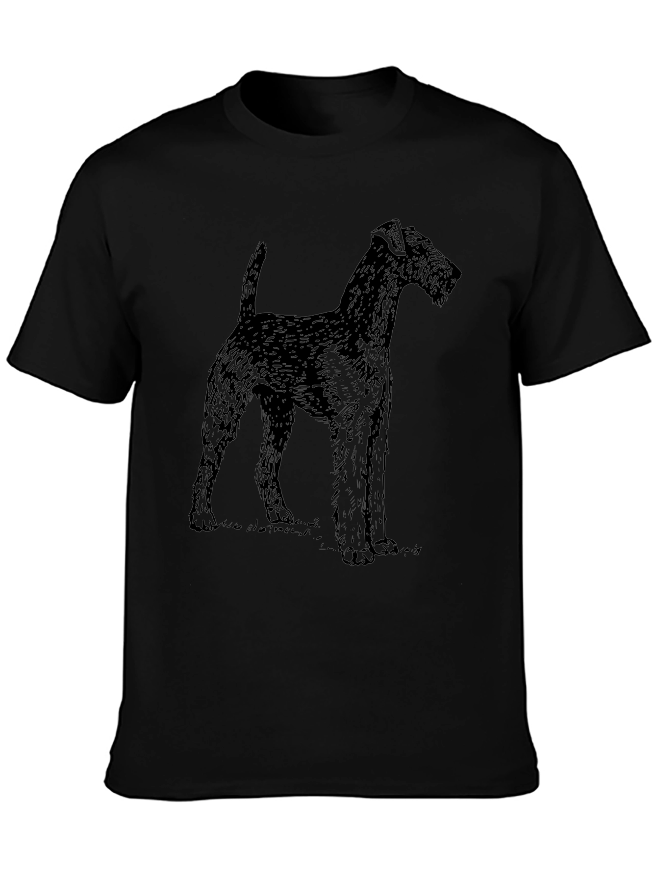 Dog Sketch Graphic Tee - Casual Black T-Shirt
