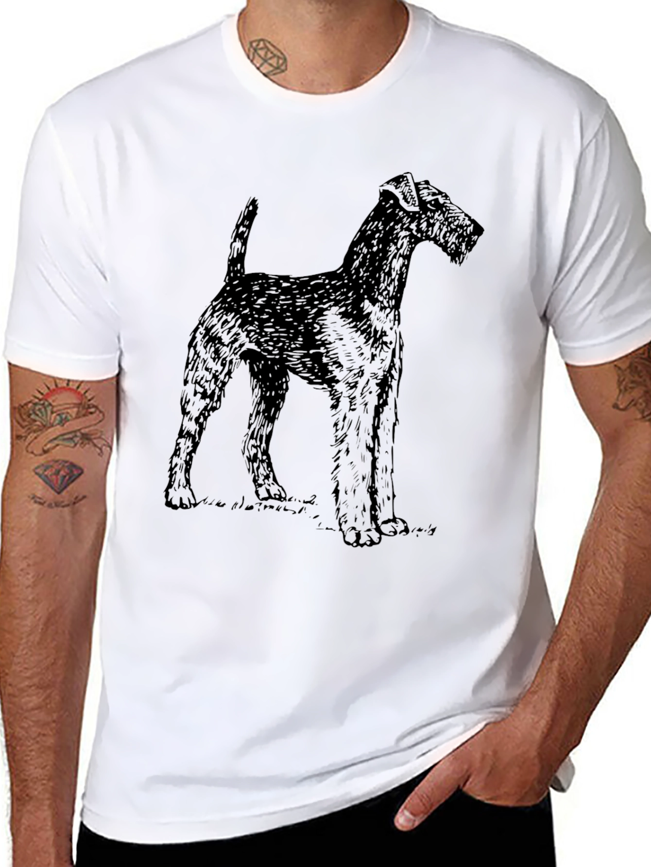 Dog Sketch Graphic Tee - Casual Black T-Shirt