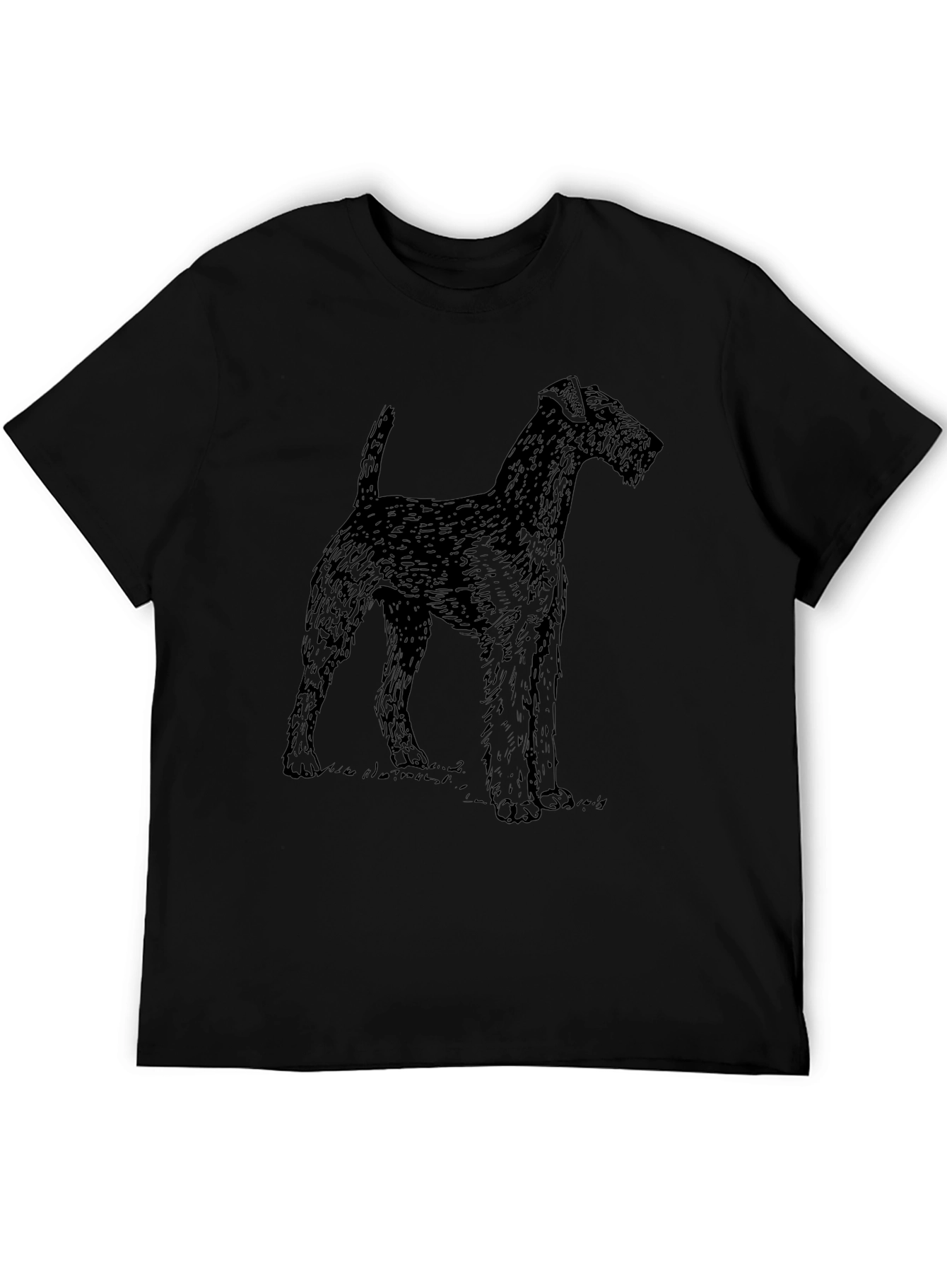 Dog Sketch Graphic Tee - Casual Black T-Shirt
