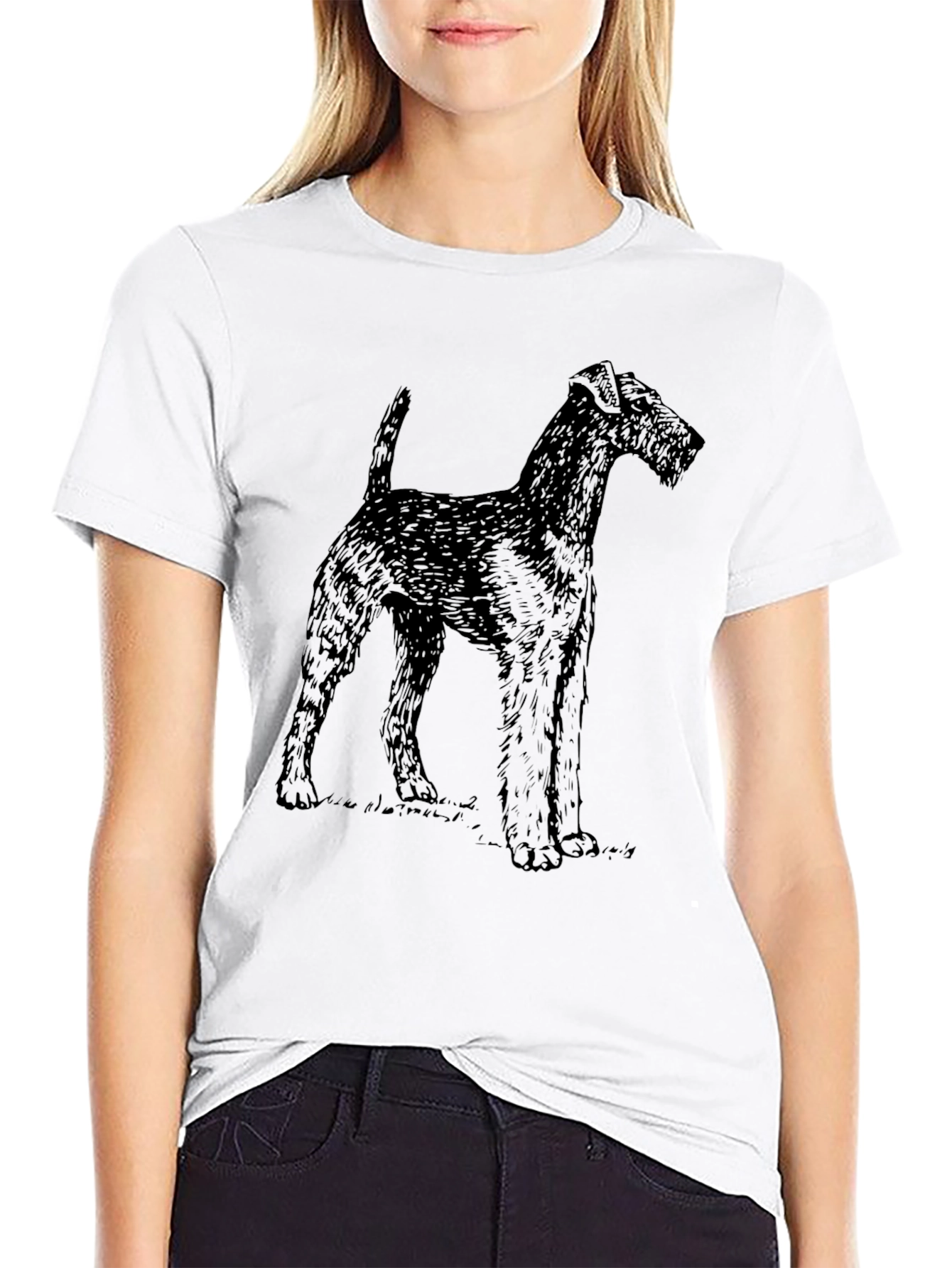 Dog Sketch Graphic Tee - Casual Black T-Shirt
