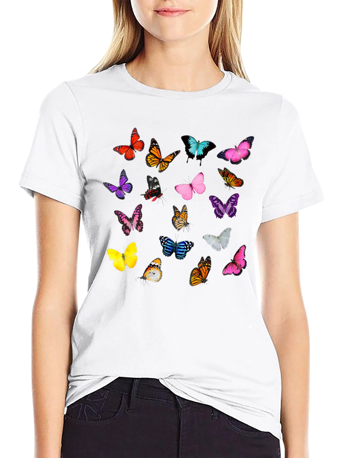 Butterfly Print Black T-Shirt