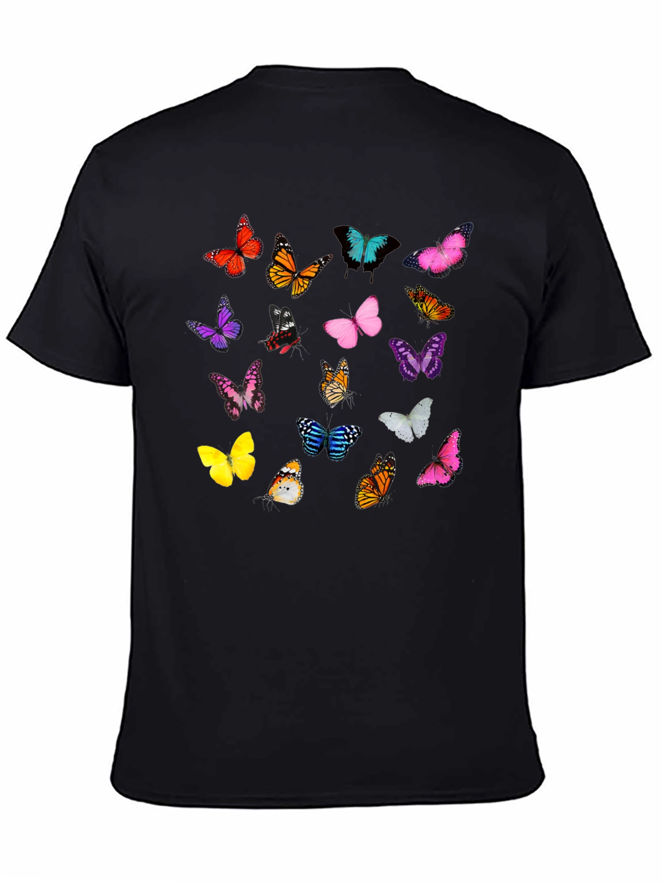 Butterfly Print Black T-Shirt