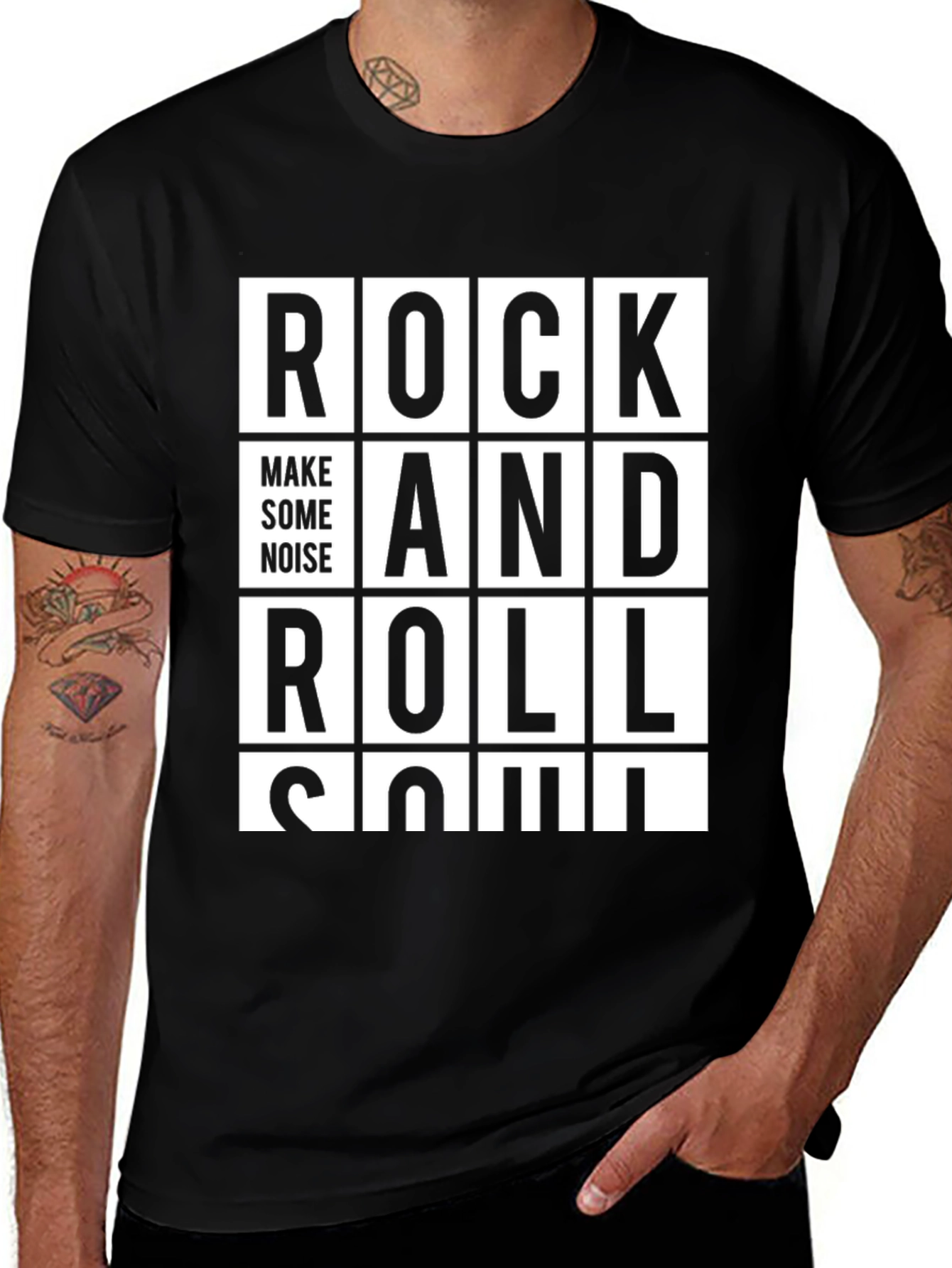 Rock And Roll Soul Black Graphic T-Shirt