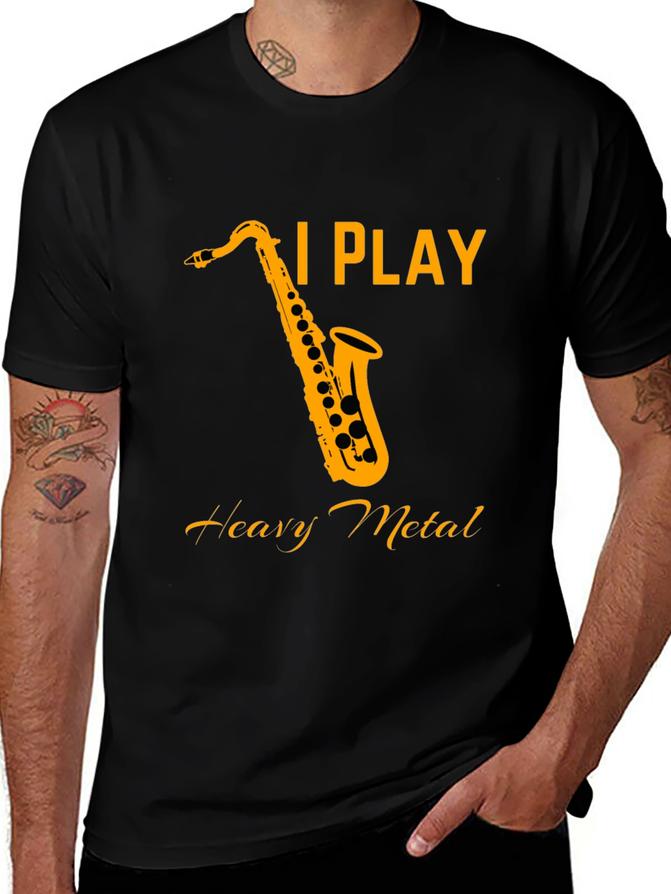 I Play Heavy Metal Saxophone Black T-Shirt