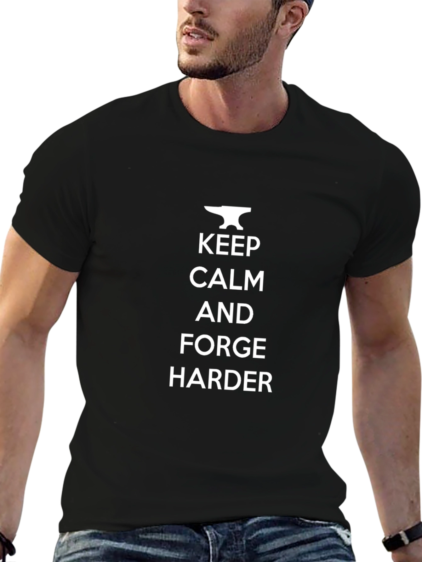 Keep Calm and Forge Harder Black T-Shirt
