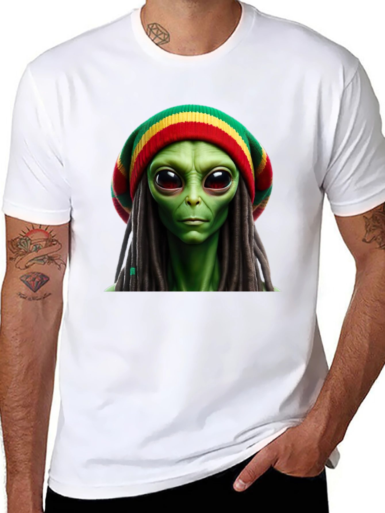 Rasta Alien T-Shirt - Unique Graphic Tee