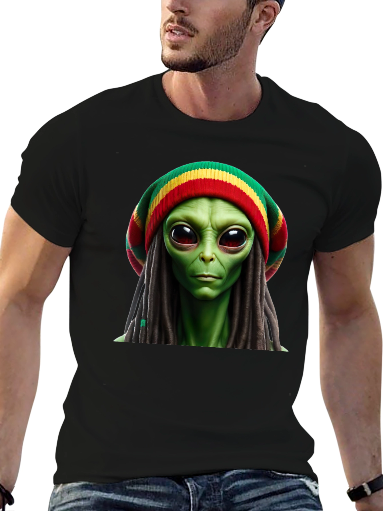 Rasta Alien T-Shirt - Unique Graphic Tee