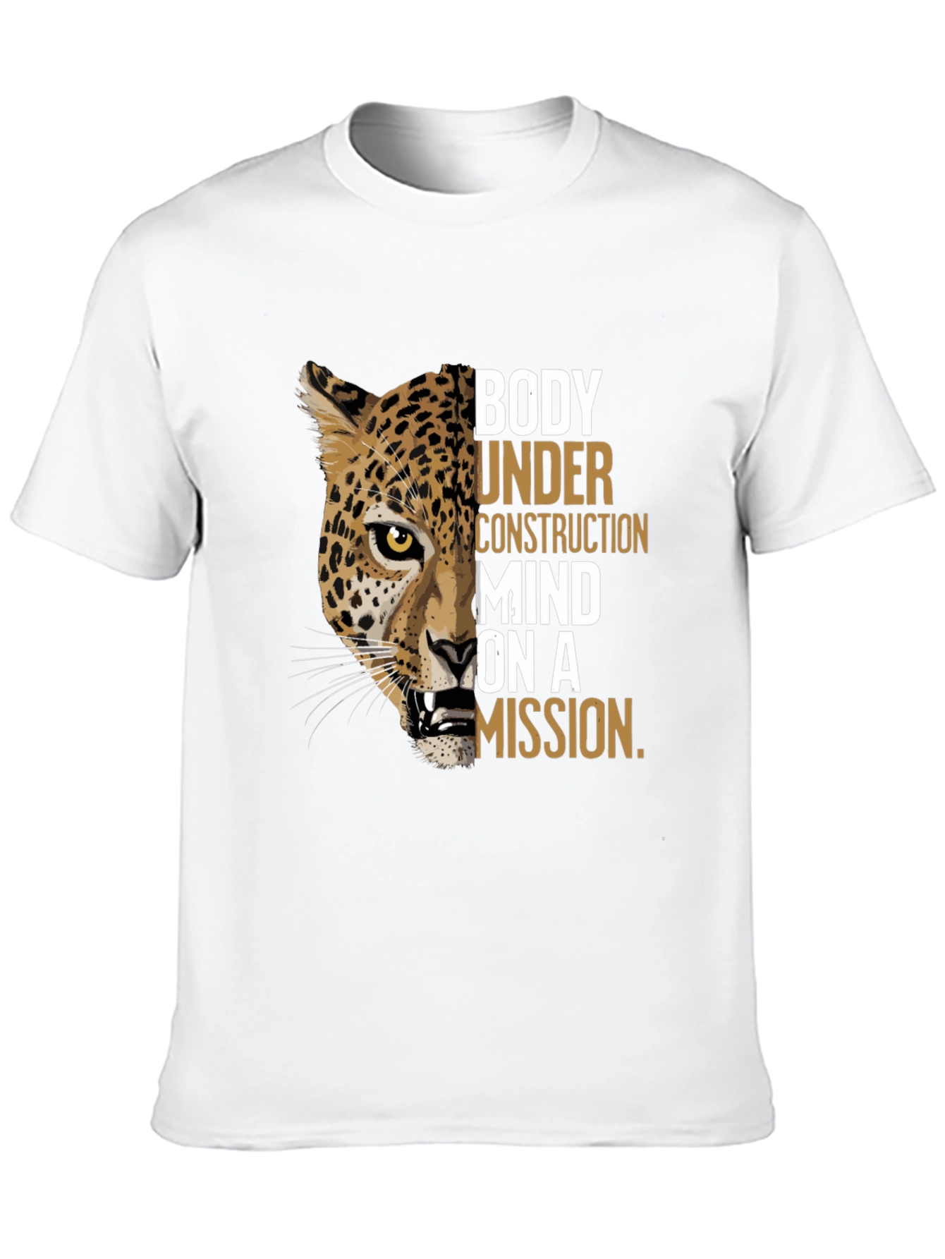 Body Under Construction Leopard Graphic T-Shirt