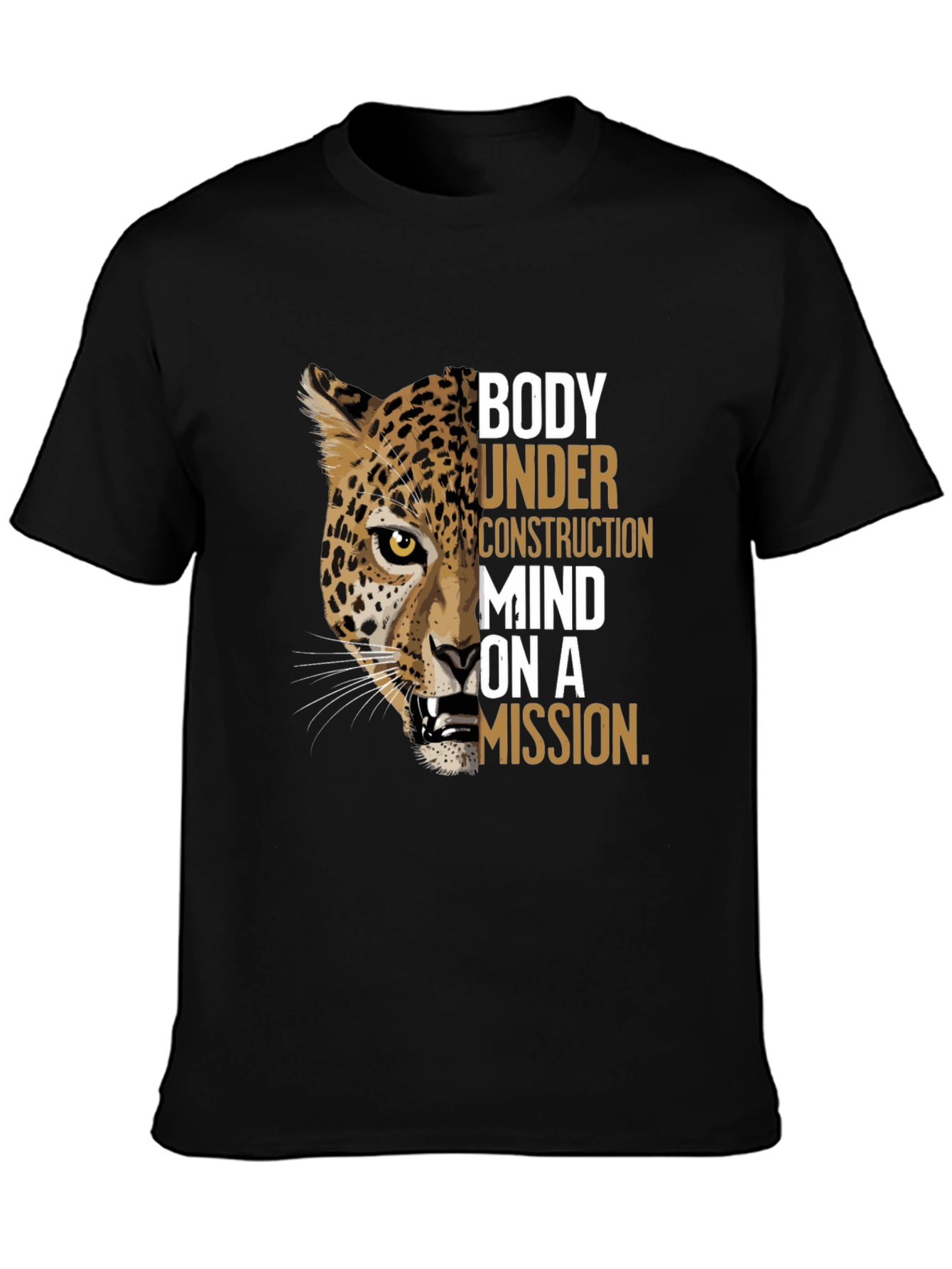 Body Under Construction Leopard Graphic T-Shirt