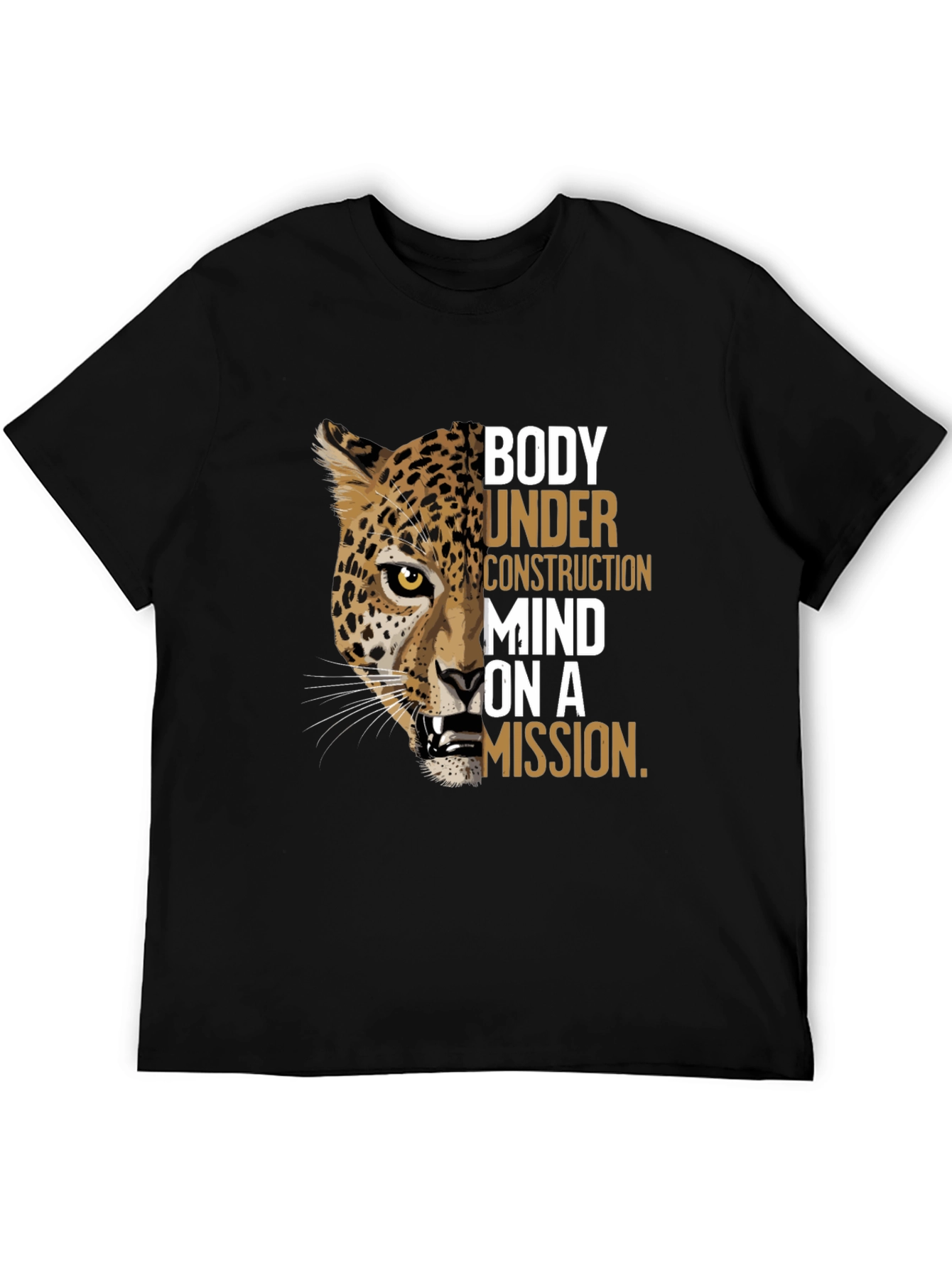 Body Under Construction Leopard Graphic T-Shirt
