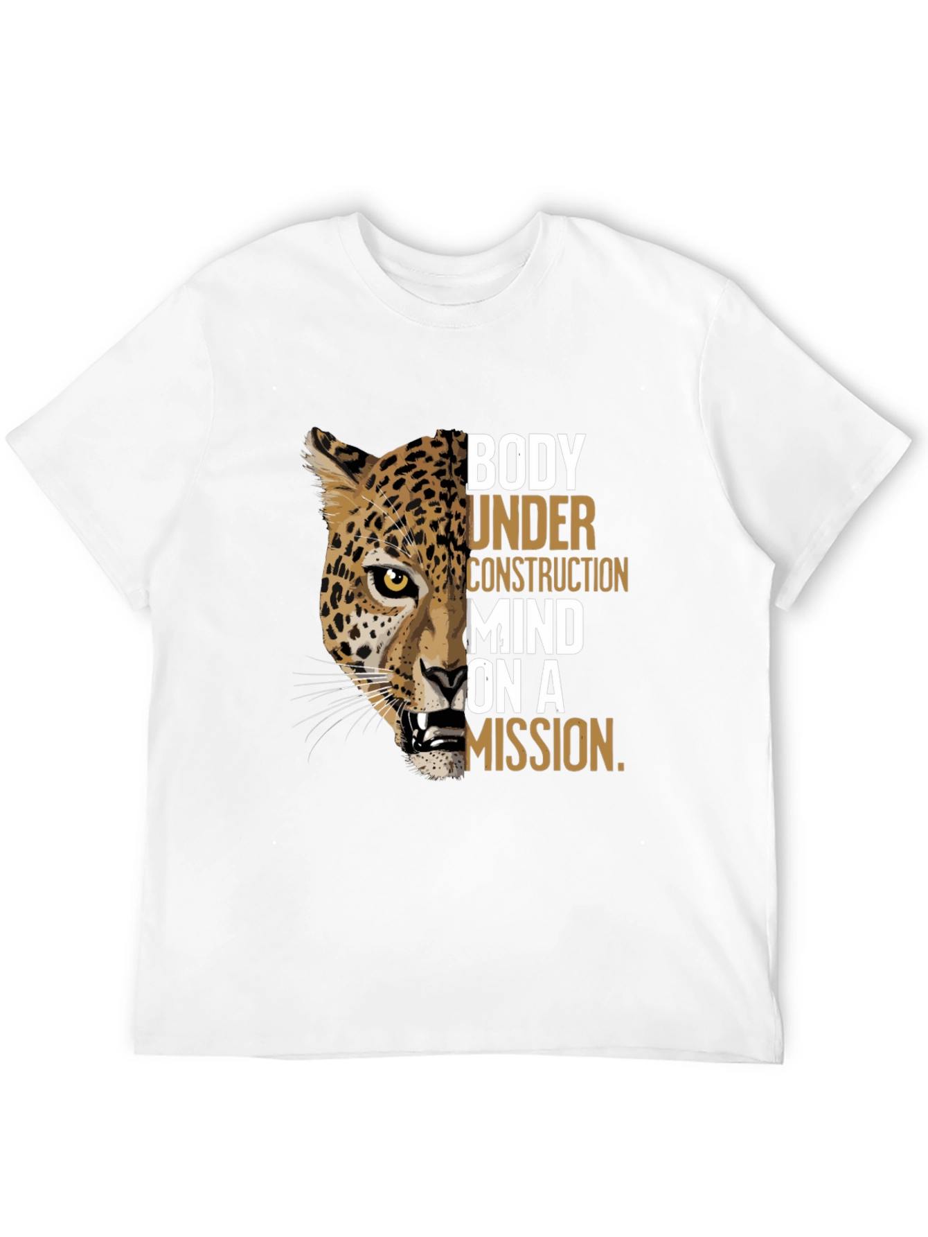 Body Under Construction Leopard Graphic T-Shirt