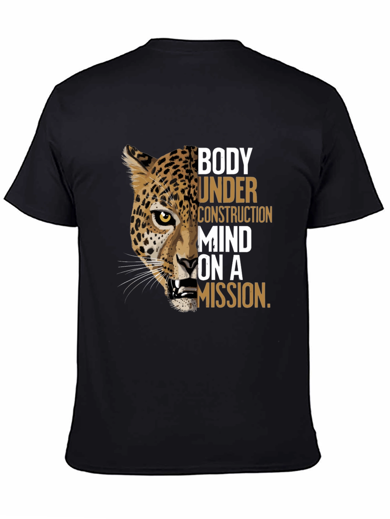 Body Under Construction Leopard Graphic T-Shirt