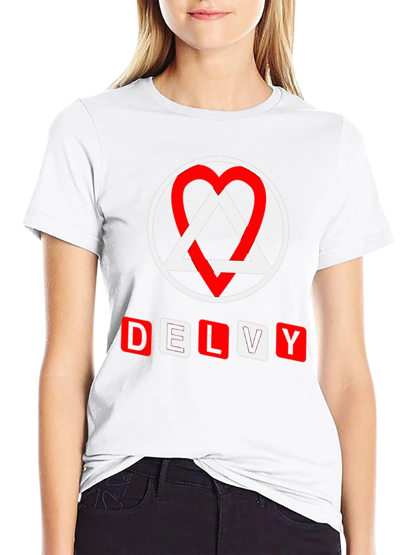 DELVY Graphic Tee - Circle Heart Triangle Design