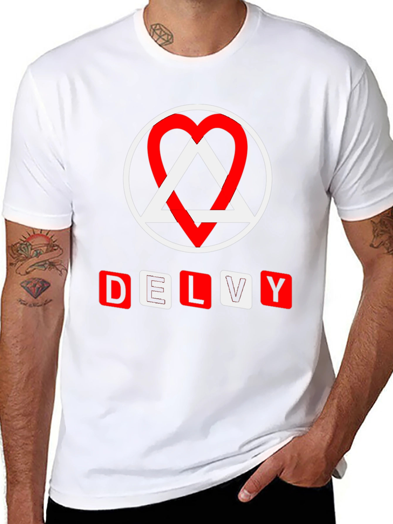 DELVY Graphic Tee - Circle Heart Triangle Design