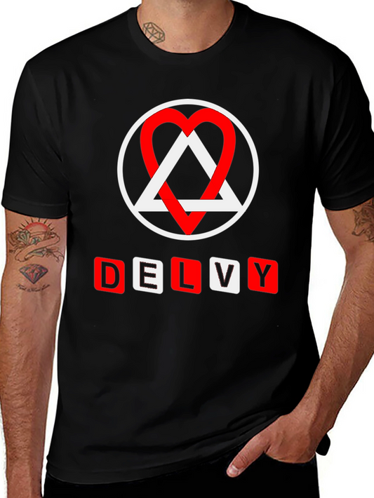 DELVY Graphic Tee - Circle Heart Triangle Design
