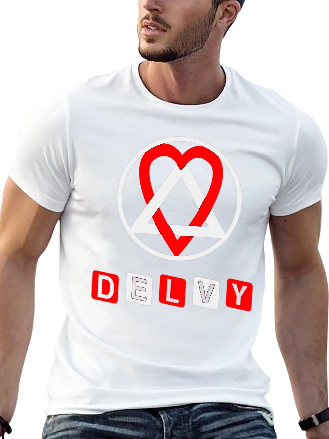 DELVY Graphic Tee - Circle Heart Triangle Design