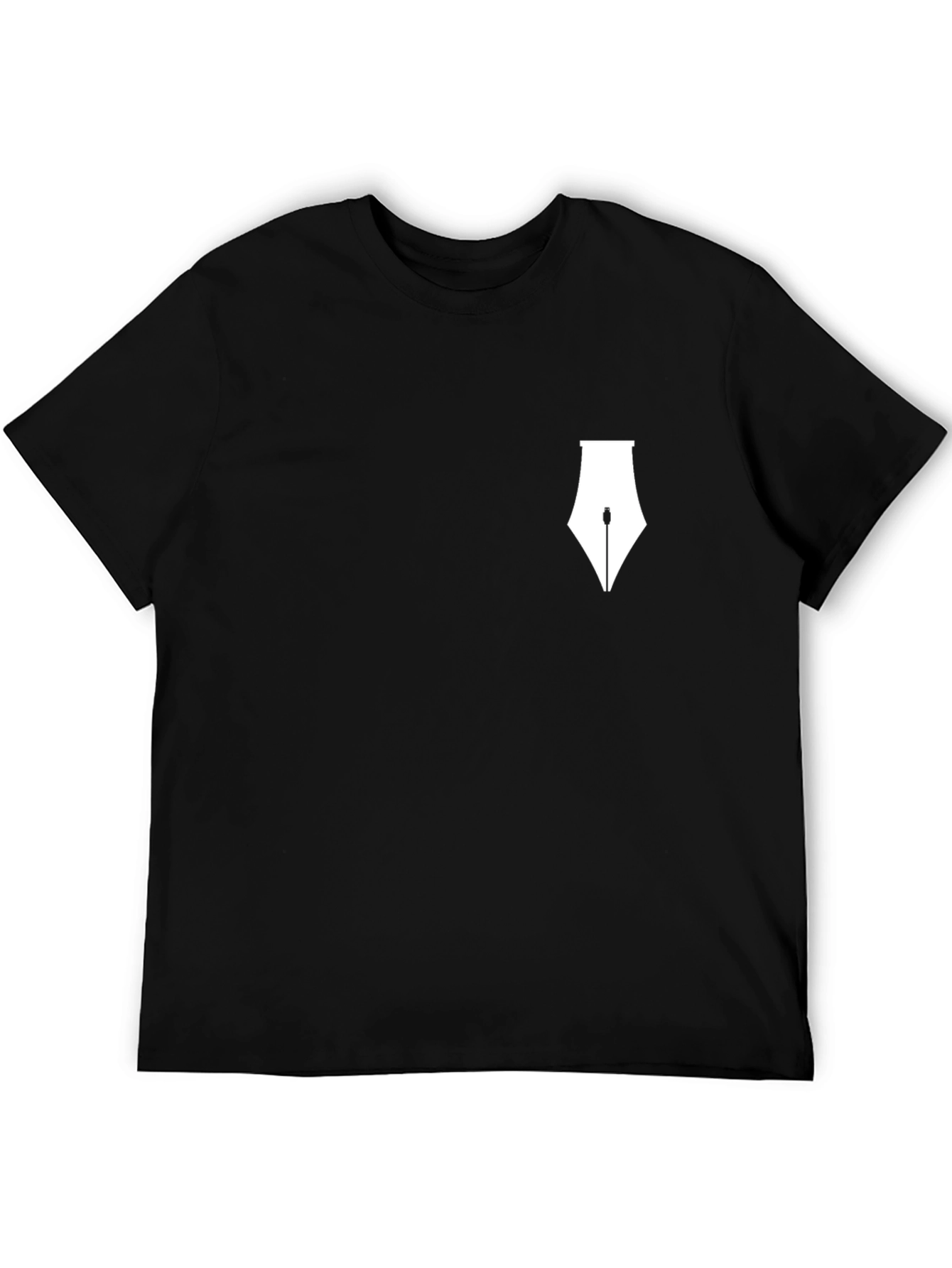 Modern Black T-Shirt with White Pen Design