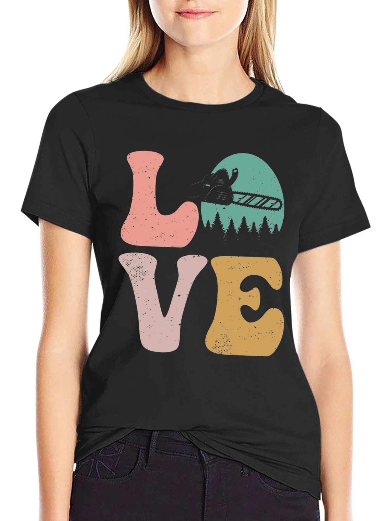 LOVE Chainsaw Retro Tee Lumberjack Gift