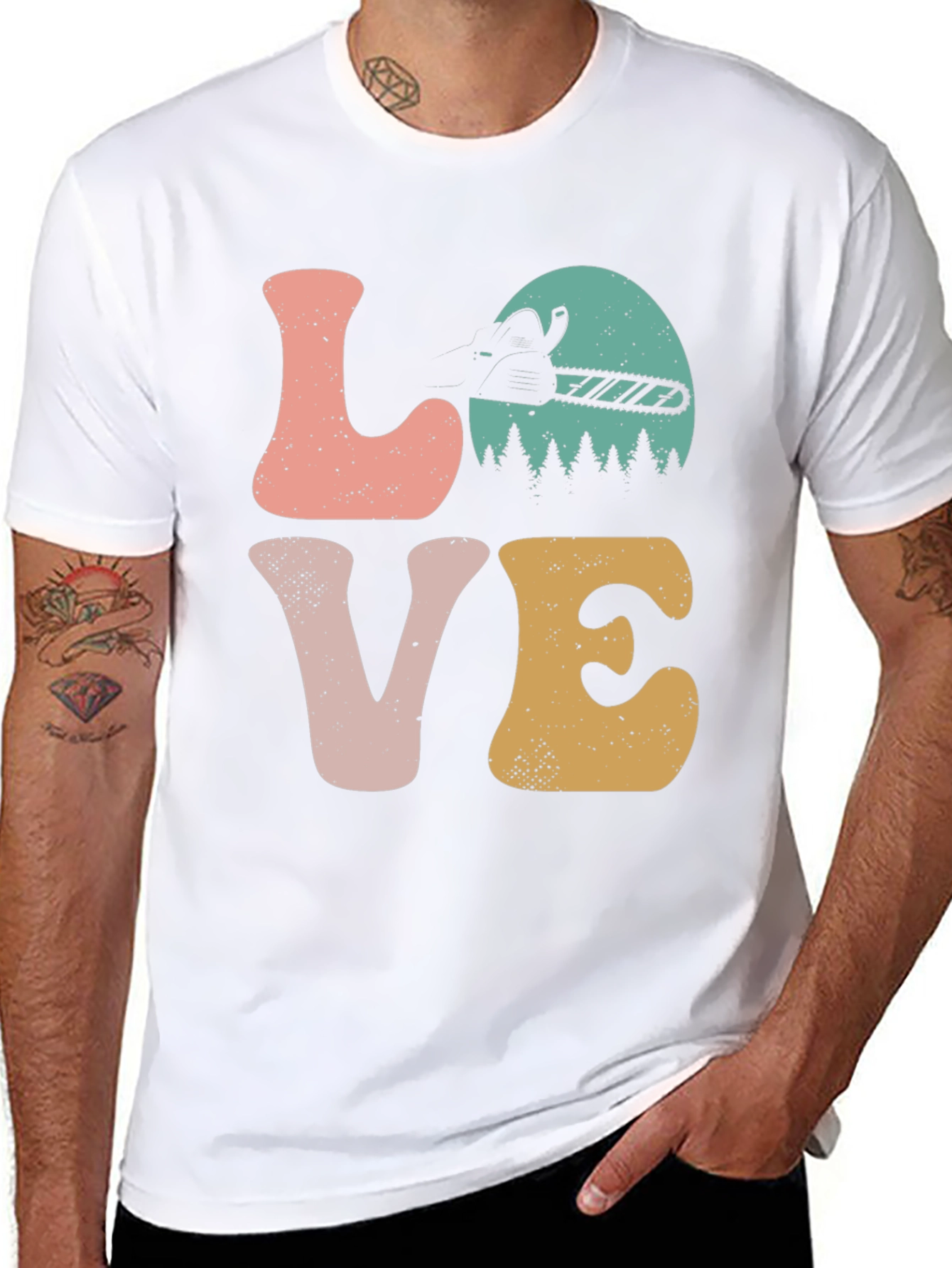 LOVE Chainsaw Retro Tee Lumberjack Gift
