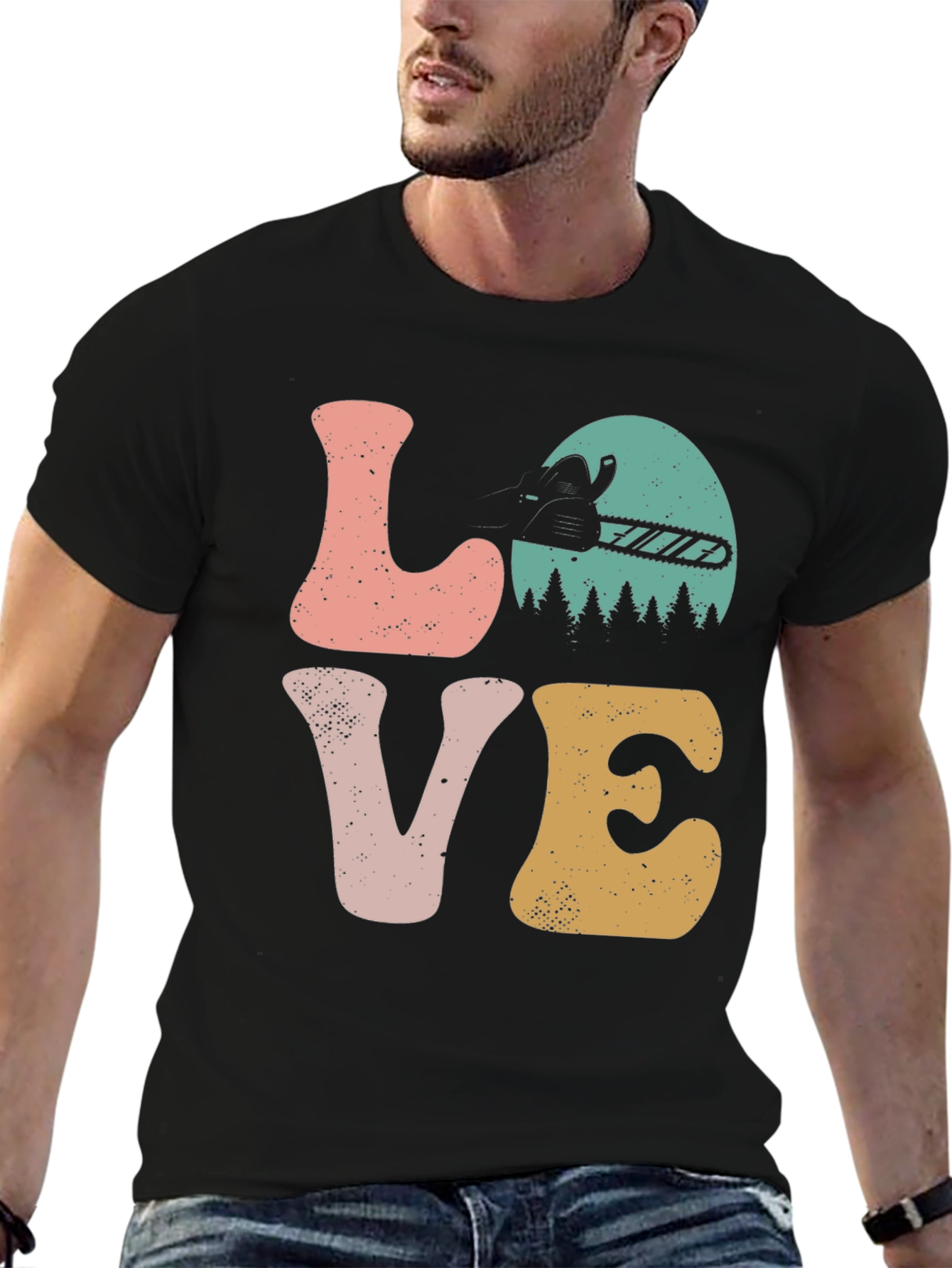 LOVE Chainsaw Retro Tee Lumberjack Gift